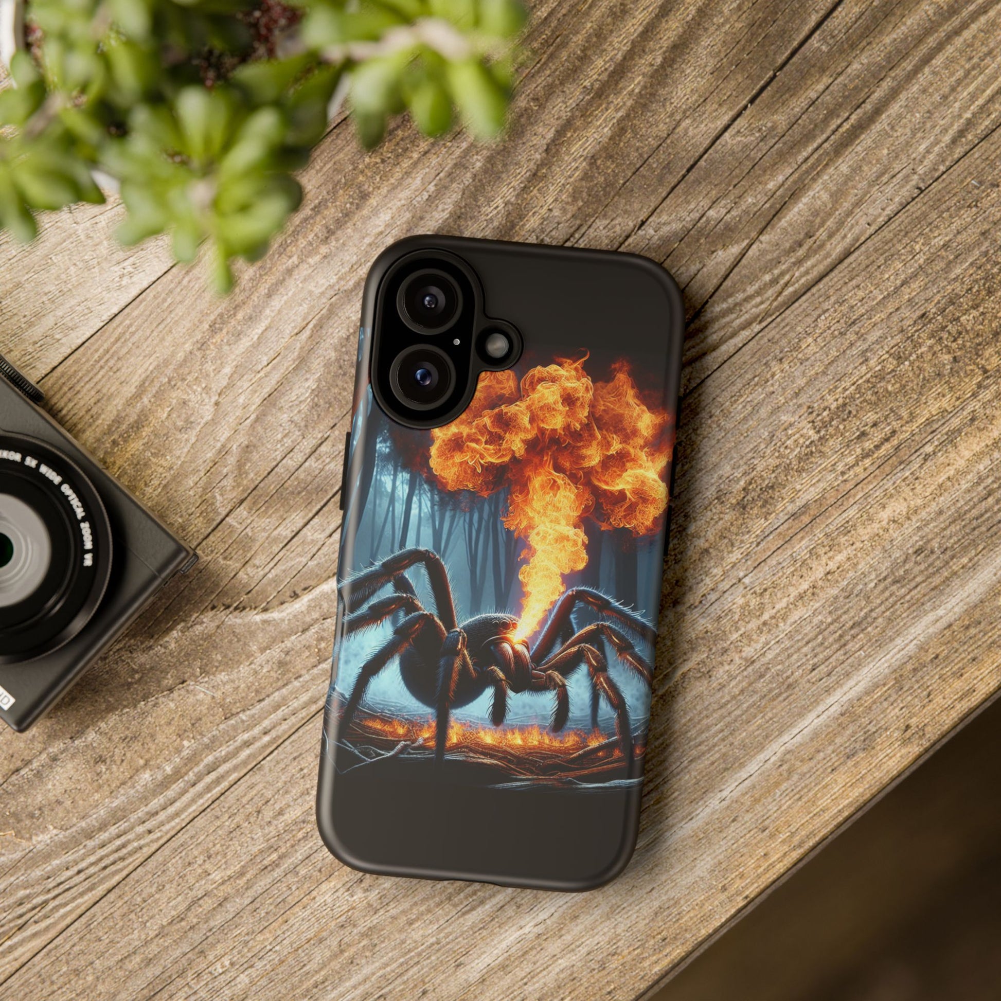 Tough Cases: Fire-Breathing Spider Phone Case, Unique Phone Cover, Halloween Gift, Geeky Accessories, Edgy Style
