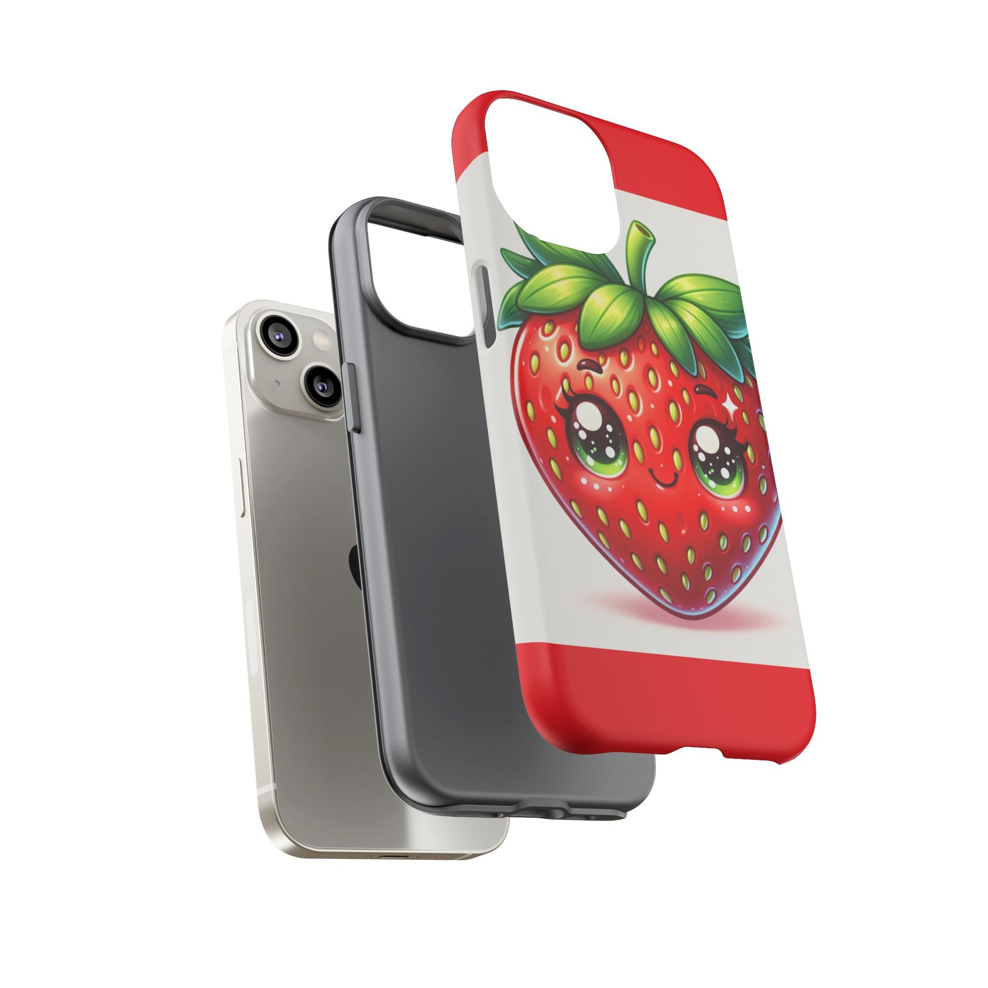 Cute Strawberry iPhone Case, Tough Phone Cases, Stylish Accessories, Fun Design for Kids and Adults, Perfect Gift for All Occasions