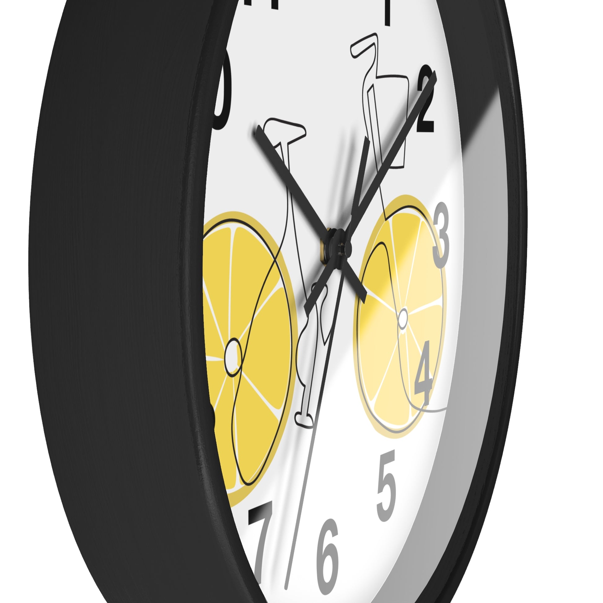 Bicycle & Lemon Decor Clock, Whimsical Wall Clock for Cyclists, Fruit Clock, Home Office Decor, Unique Gift for Bike Lovers
