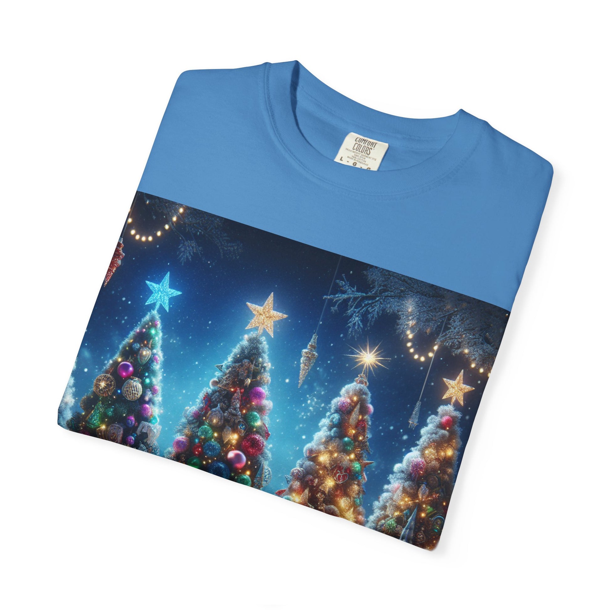 Christmas Tree Garment-Dyed T-Shirt, Holiday Tee, Xmas Apparel, Festive Top, Unisex Holiday Shirt