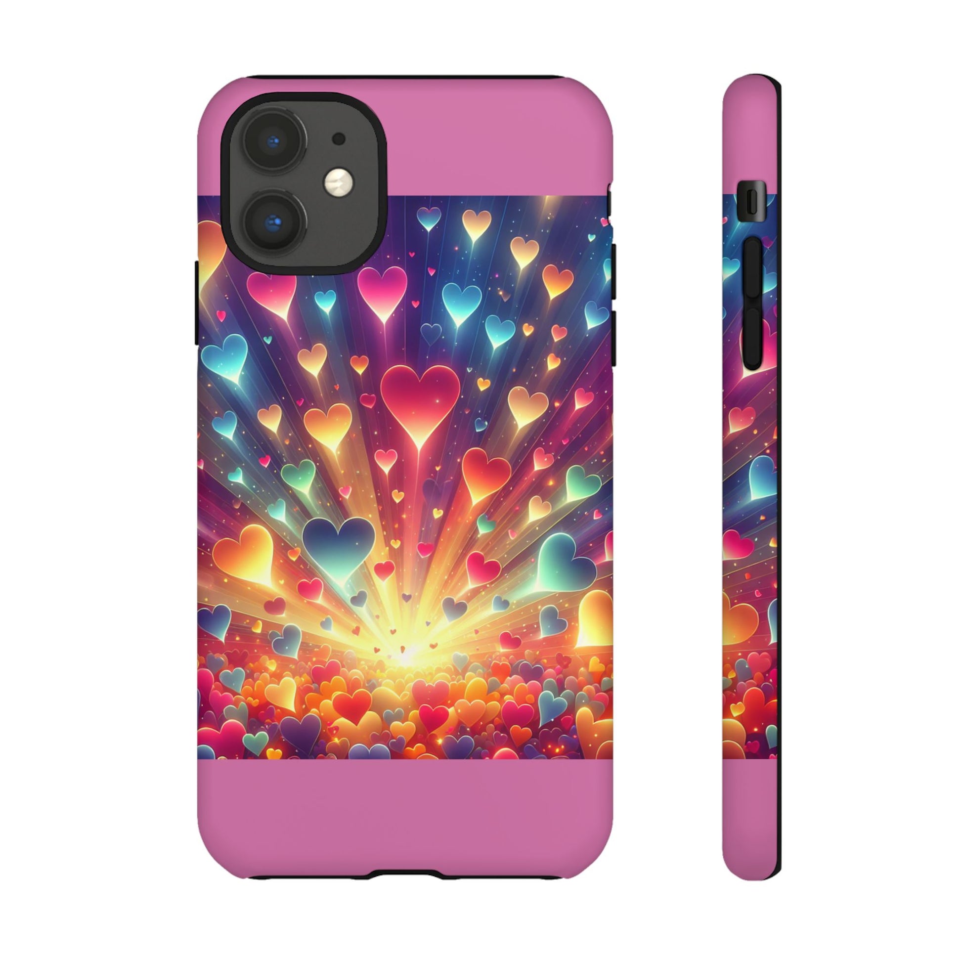 Colorful Love Phone Case, Heart Design, Cute Gift, Smartphone Accessory, Valentine's Day, Birthday Present, Colorful Hearts