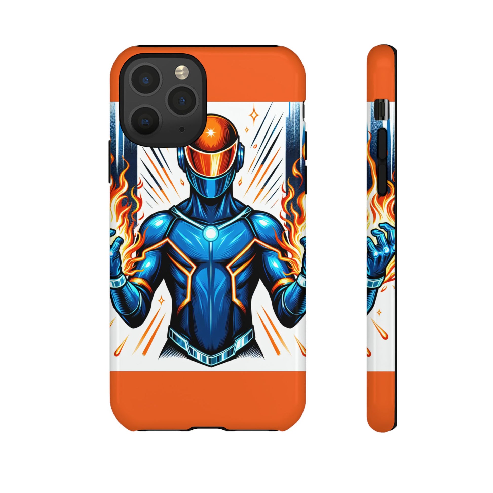Vibrant Phone Case Featuring Fire-Themed Superhero Design, Durable and Stylish Gift for Gamers, Comic Lovers, and Tech Enthusiasts