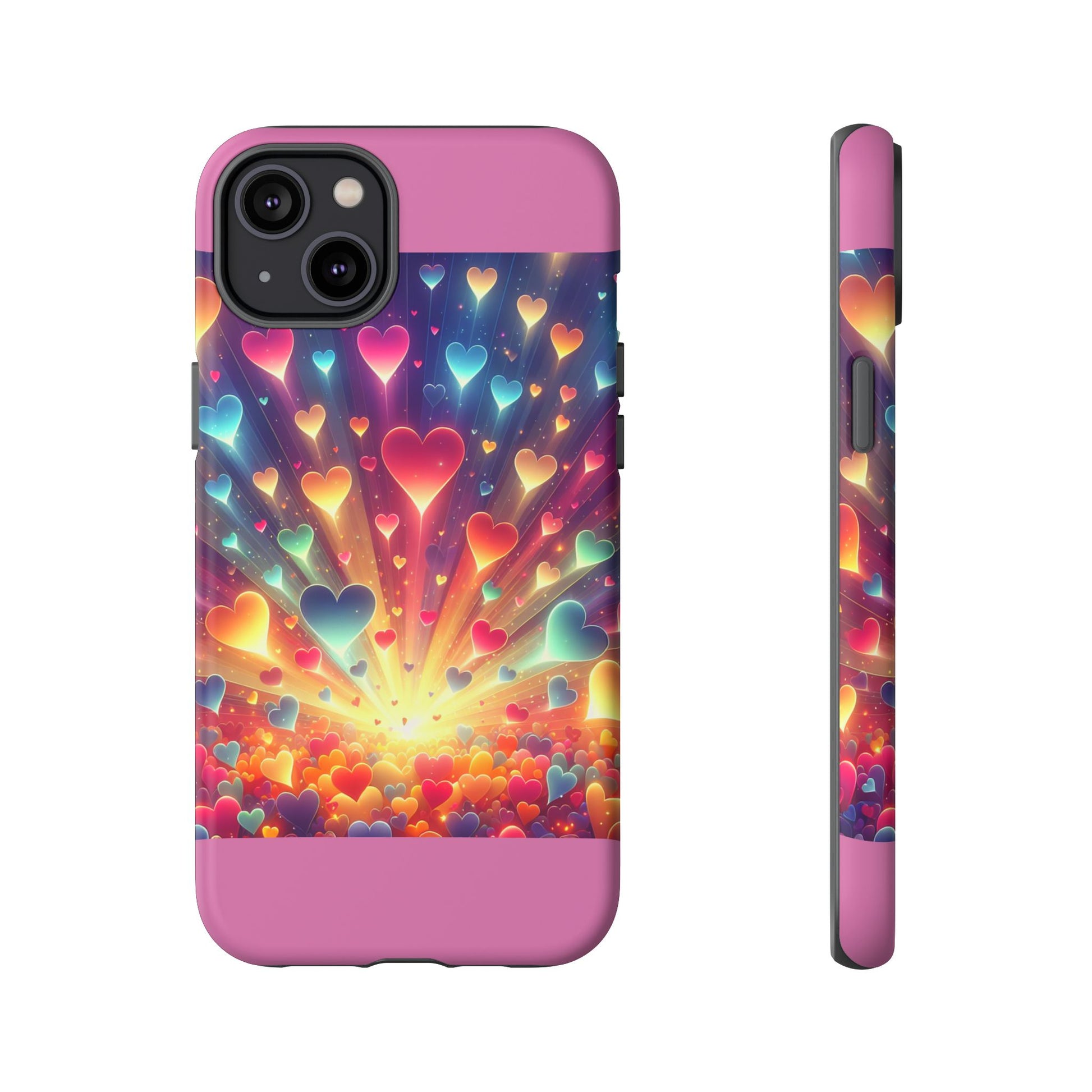 Colorful Love Phone Case, Heart Design, Cute Gift, Smartphone Accessory, Valentine's Day, Birthday Present, Colorful Hearts