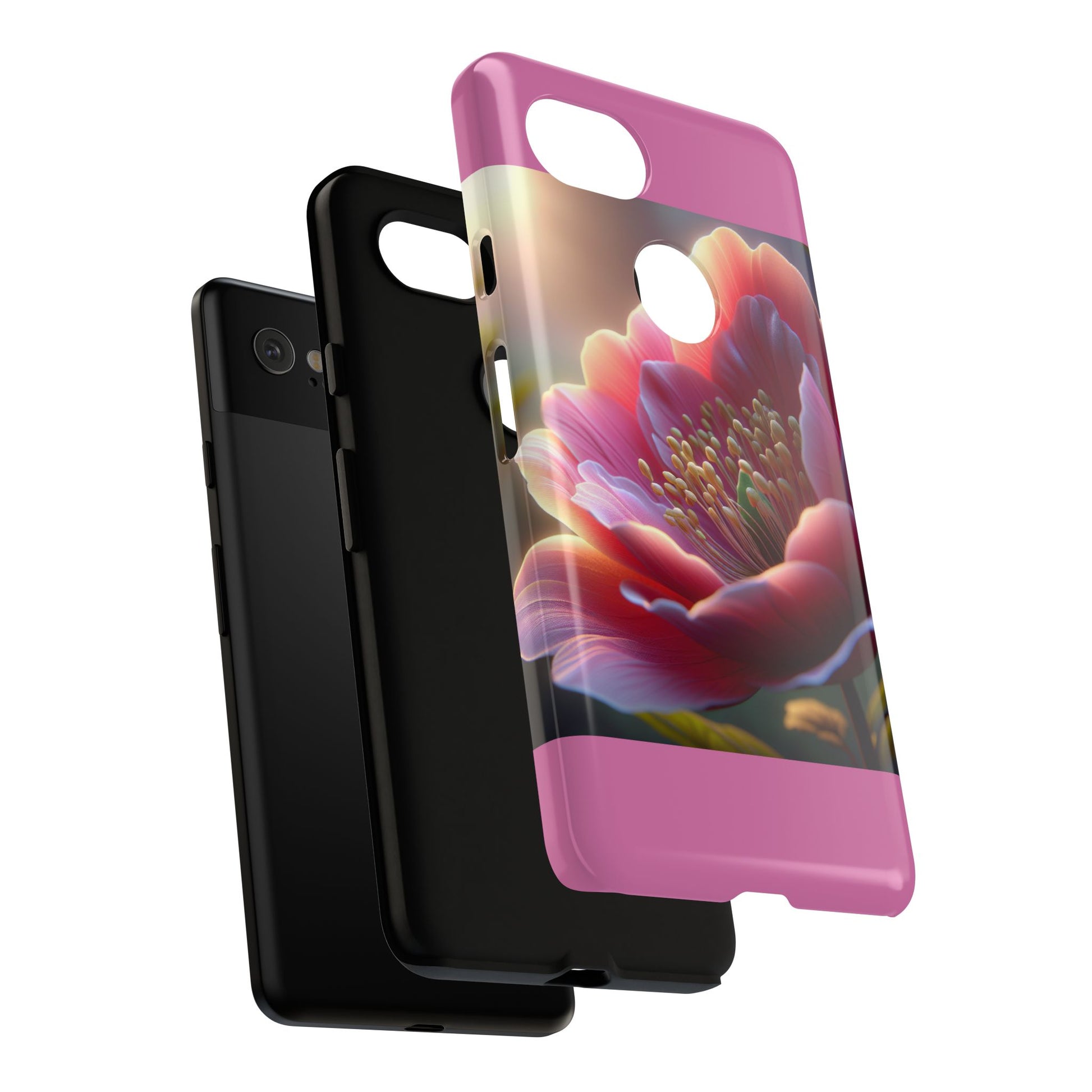 Pink Floral Phone Case, Tough Cases, Floral Design, Phone Accessory Gift, Nature Inspired, Trendy Tech Case
