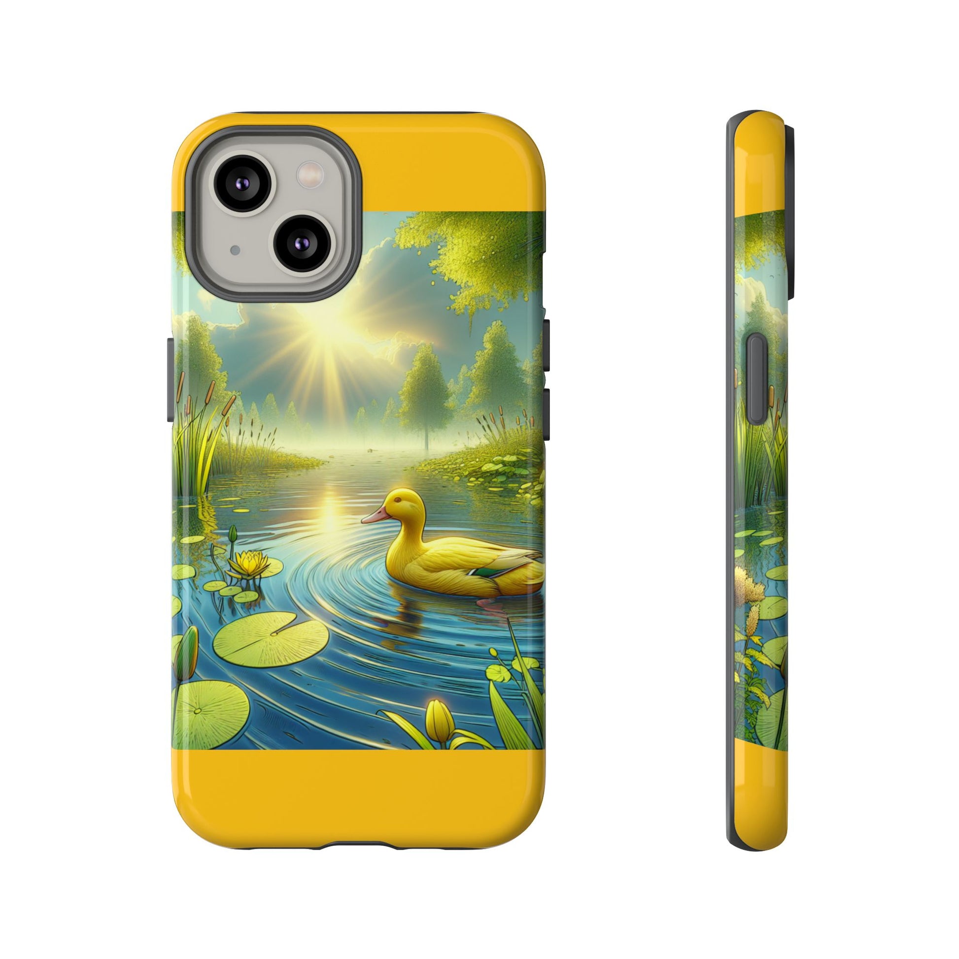 Beautiful Duck Pond Phone Case, Nature Lover Gift, Tough Case, Springtime Accessory, Eco-Friendly Phone Cover, Vibrant Artwork