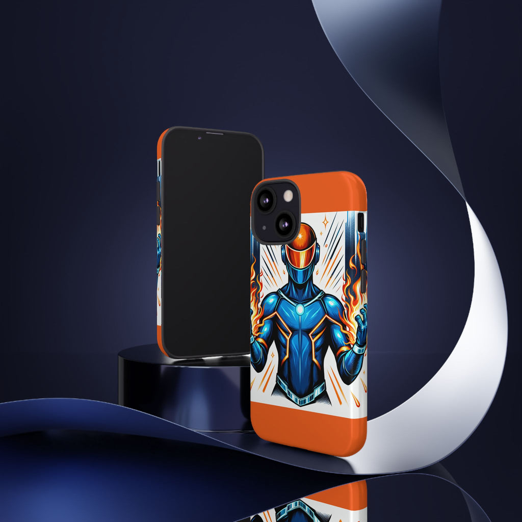 Vibrant Phone Case Featuring Fire-Themed Superhero Design, Durable and Stylish Gift for Gamers, Comic Lovers, and Tech Enthusiasts