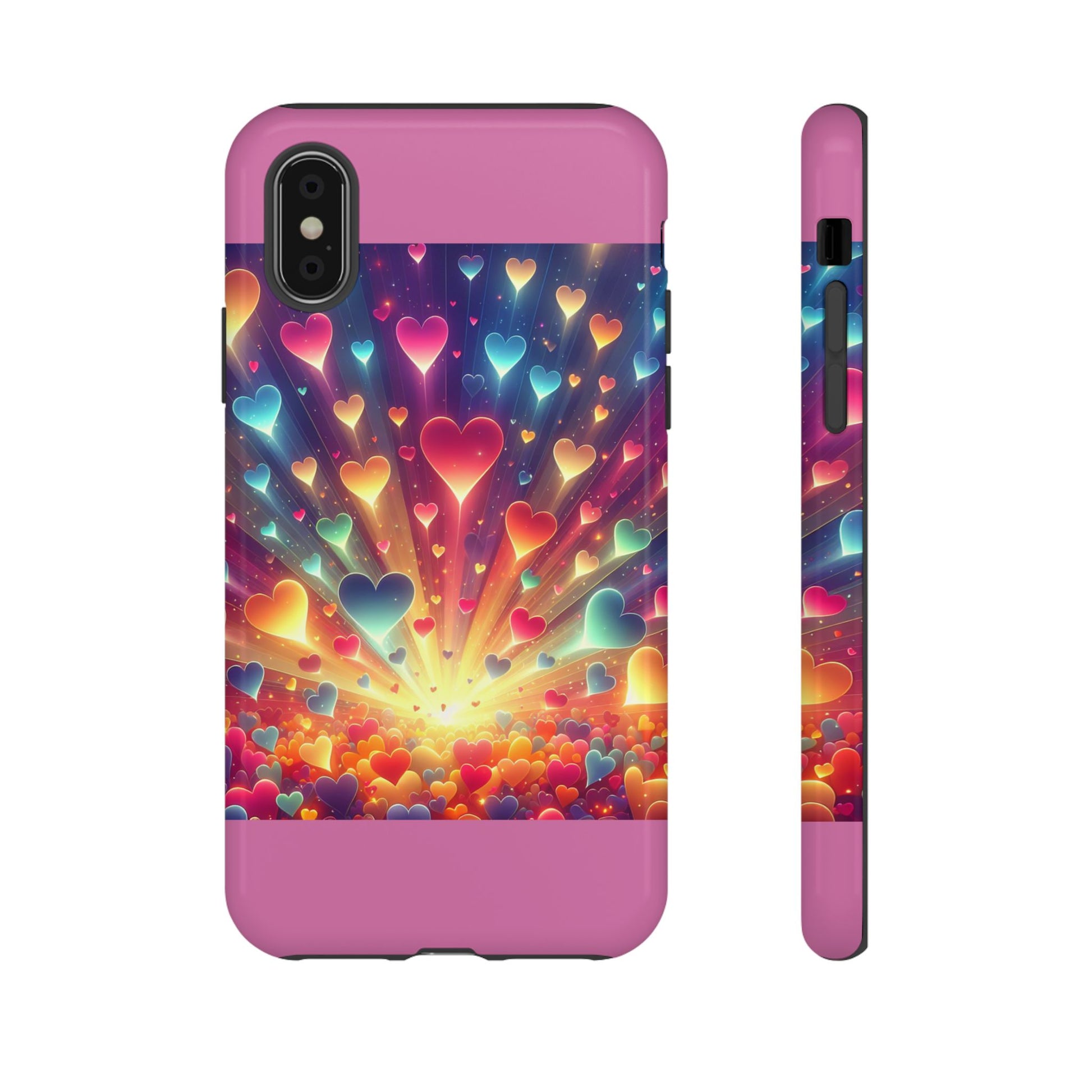 Colorful Love Phone Case, Heart Design, Cute Gift, Smartphone Accessory, Valentine's Day, Birthday Present, Colorful Hearts
