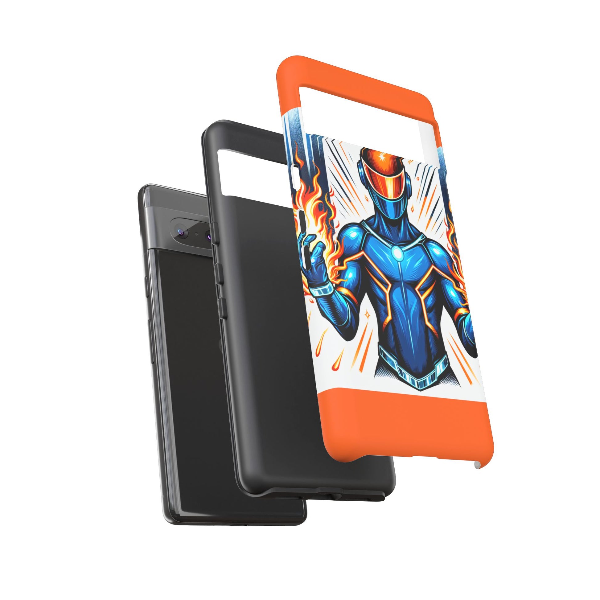 Vibrant Phone Case Featuring Fire-Themed Superhero Design, Durable and Stylish Gift for Gamers, Comic Lovers, and Tech Enthusiasts