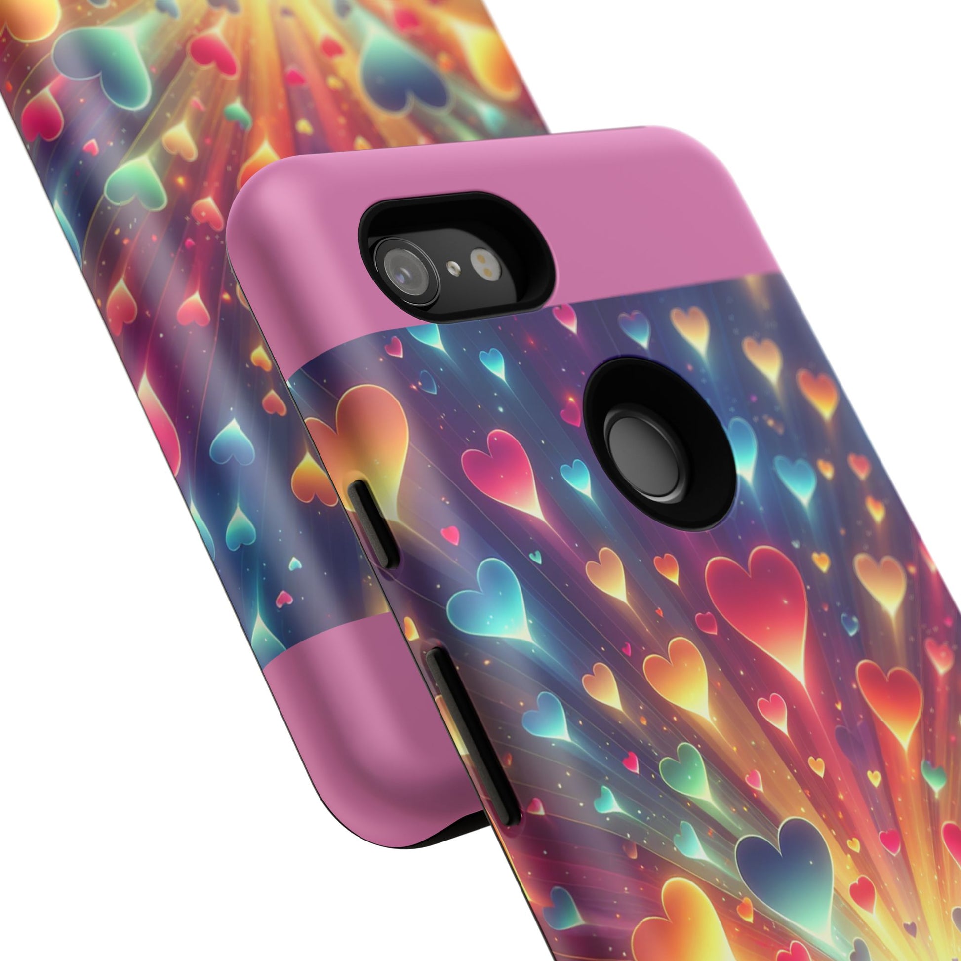 Colorful Love Phone Case, Heart Design, Cute Gift, Smartphone Accessory, Valentine's Day, Birthday Present, Colorful Hearts