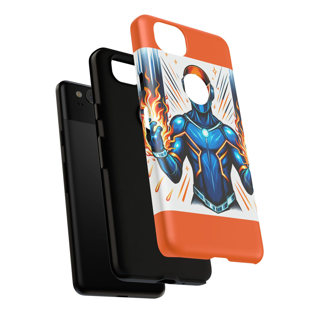 Vibrant Phone Case Featuring Fire-Themed Superhero Design, Durable and Stylish Gift for Gamers, Comic Lovers, and Tech Enthusiasts