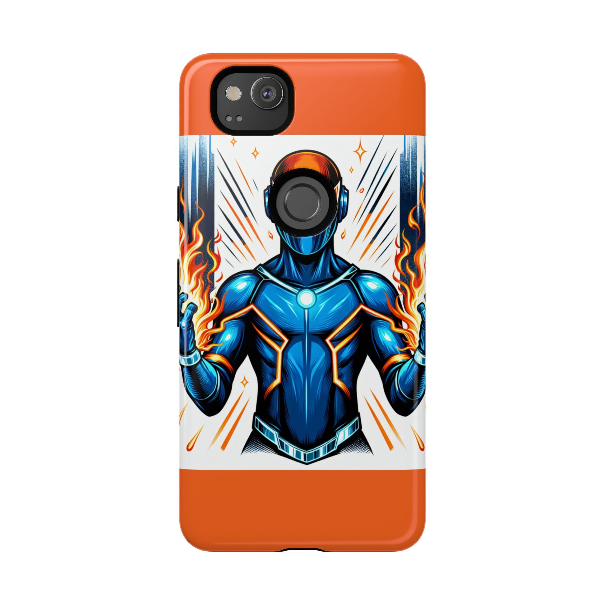 Vibrant Phone Case Featuring Fire-Themed Superhero Design, Durable and Stylish Gift for Gamers, Comic Lovers, and Tech Enthusiasts