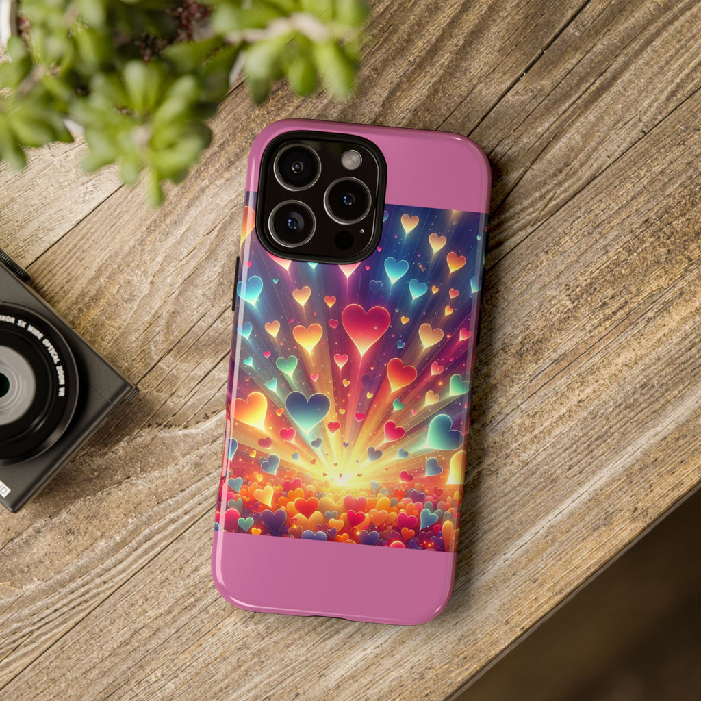 Colorful Love Phone Case, Heart Design, Cute Gift, Smartphone Accessory, Valentine's Day, Birthday Present, Colorful Hearts