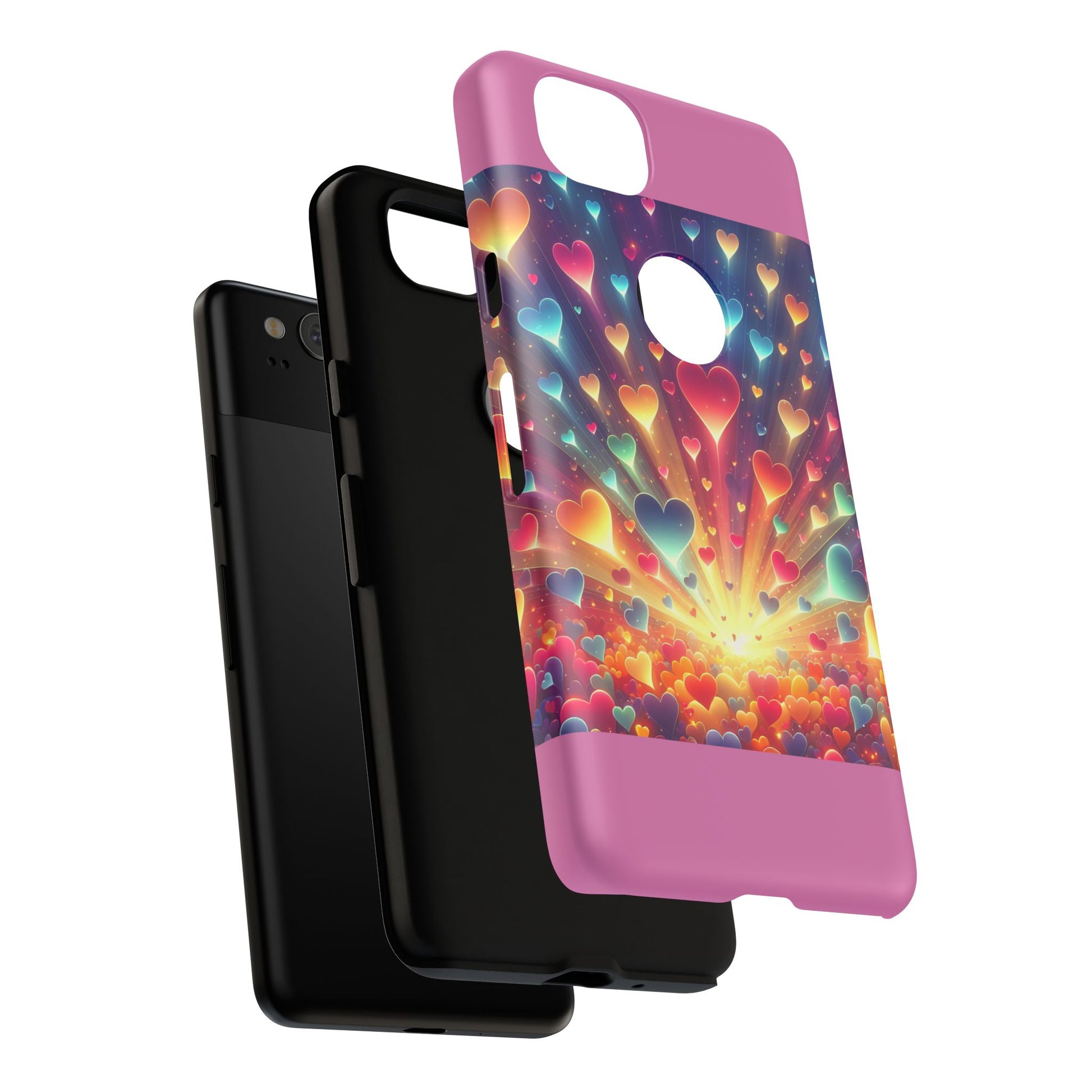 Colorful Love Phone Case, Heart Design, Cute Gift, Smartphone Accessory, Valentine's Day, Birthday Present, Colorful Hearts
