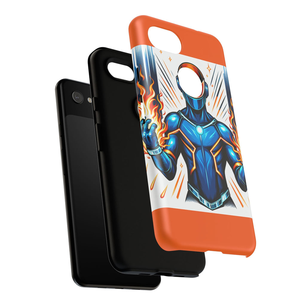 Vibrant Phone Case Featuring Fire-Themed Superhero Design, Durable and Stylish Gift for Gamers, Comic Lovers, and Tech Enthusiasts