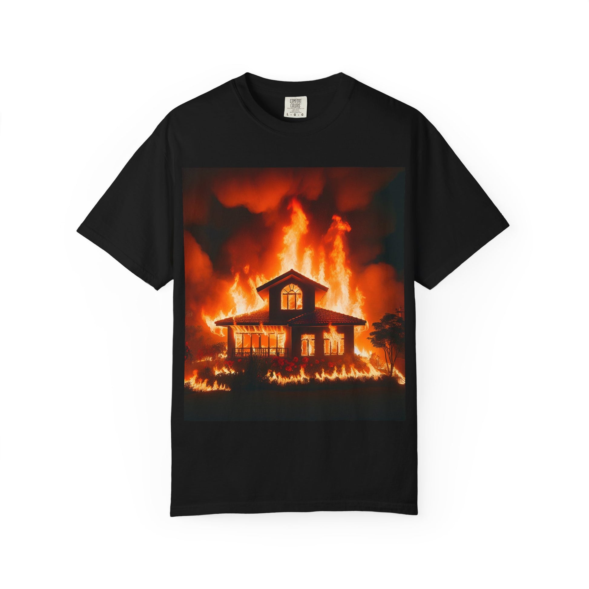Fiery House Graphic T-Shirt, Unisex Shirt, Casual Wear, Gift for Fire Lovers, Trendy Apparel, Summer Top