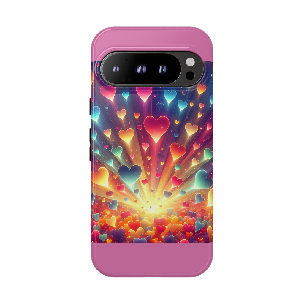 Colorful Love Phone Case, Heart Design, Cute Gift, Smartphone Accessory, Valentine's Day, Birthday Present, Colorful Hearts