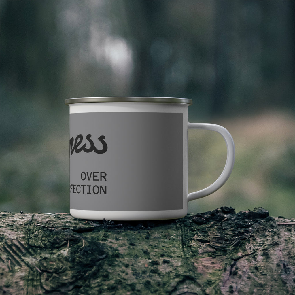 Rustic Enamel Camping Mug - Progress Over Perfection, Outdoor Lovers, Gift for Hikers, Motivational Coffee Mug, Adventure Camping [...]