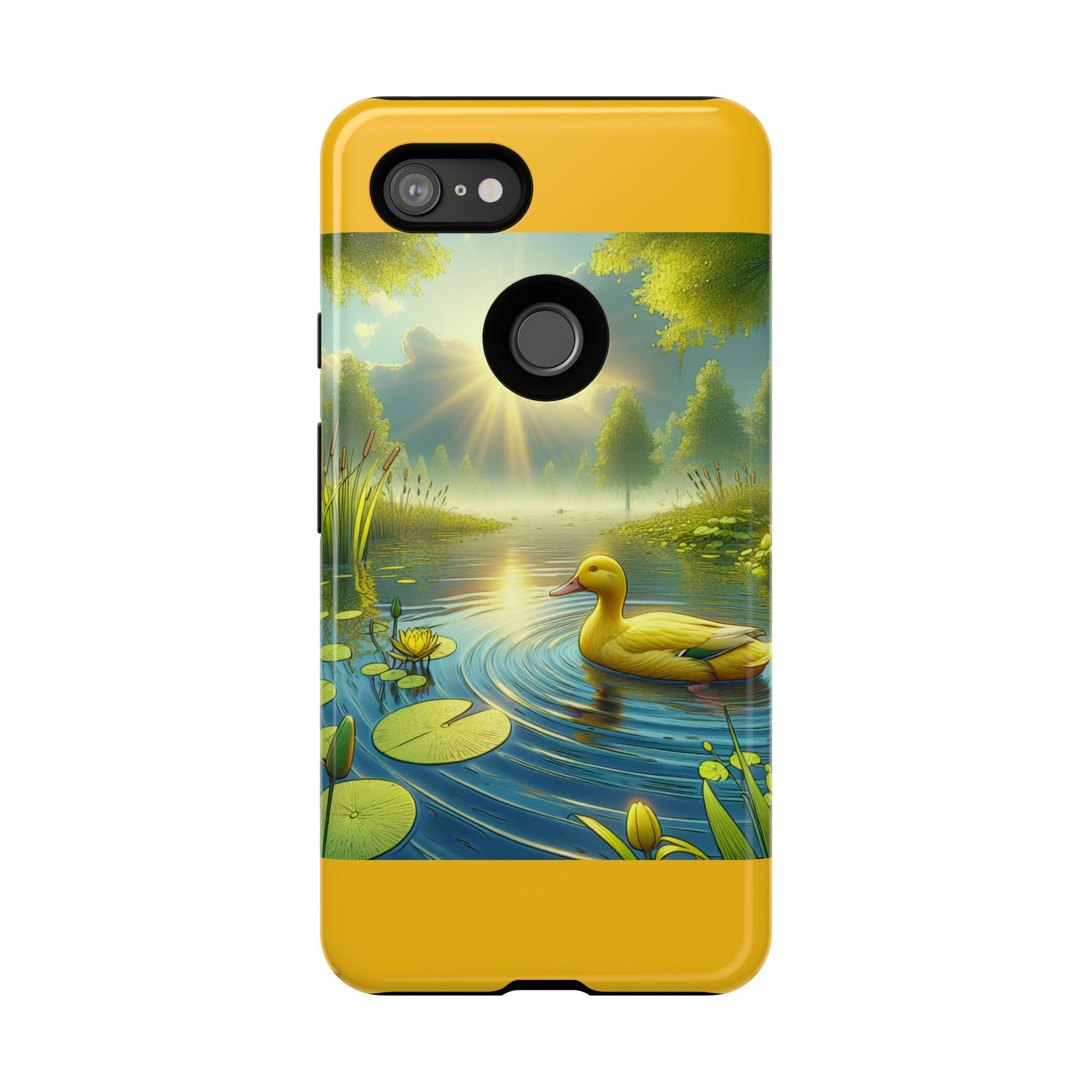 Beautiful Duck Pond Phone Case, Nature Lover Gift, Tough Case, Springtime Accessory, Eco-Friendly Phone Cover, Vibrant Artwork
