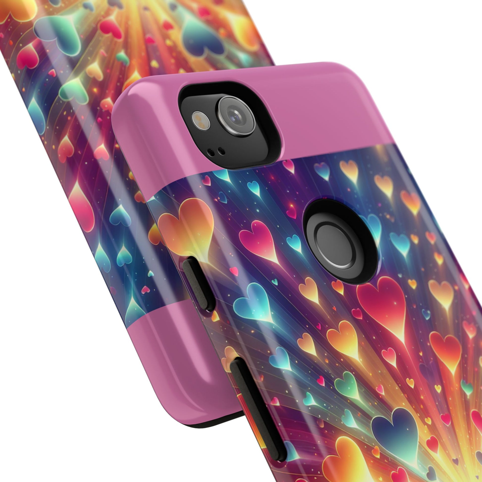 Colorful Love Phone Case, Heart Design, Cute Gift, Smartphone Accessory, Valentine's Day, Birthday Present, Colorful Hearts
