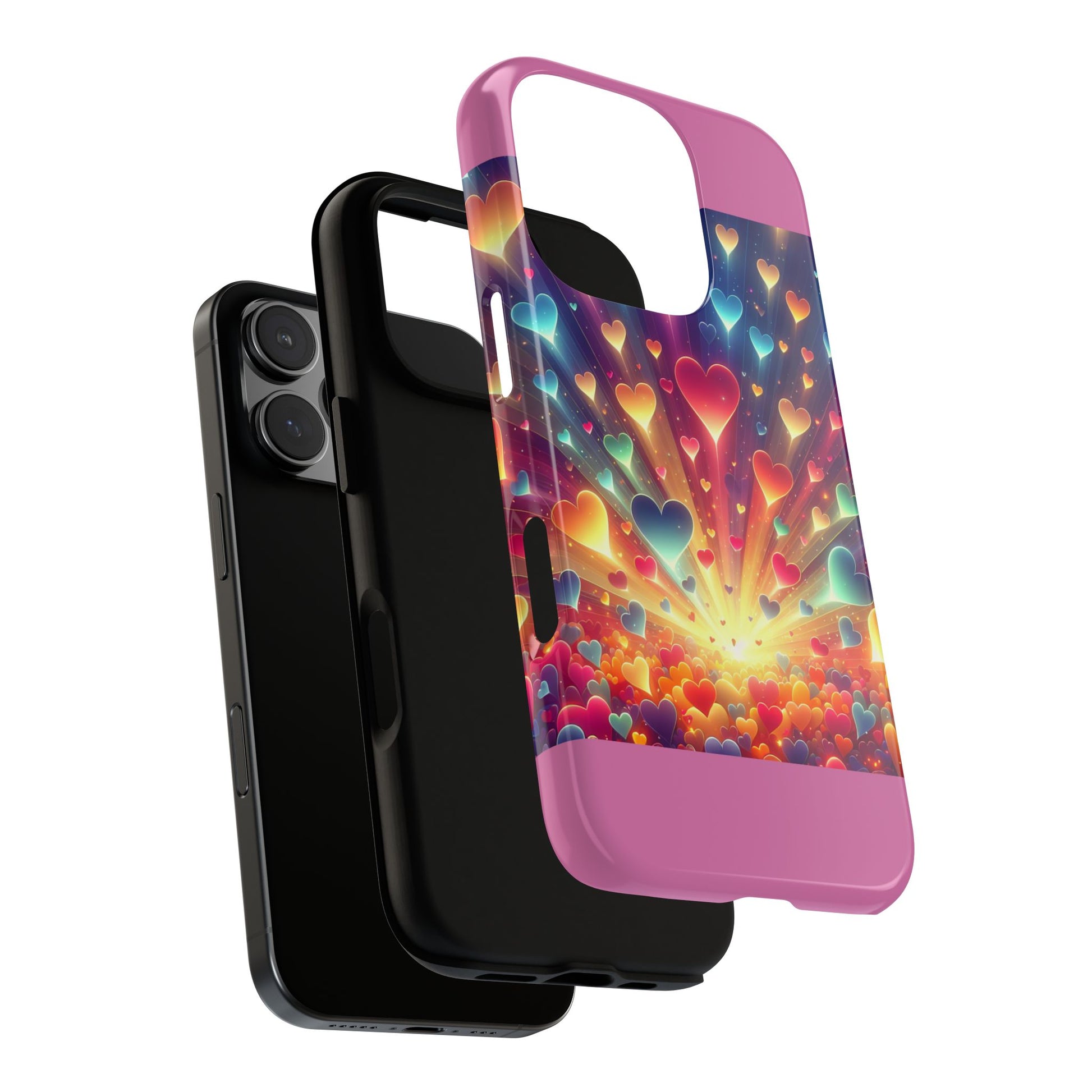 Colorful Love Phone Case, Heart Design, Cute Gift, Smartphone Accessory, Valentine's Day, Birthday Present, Colorful Hearts