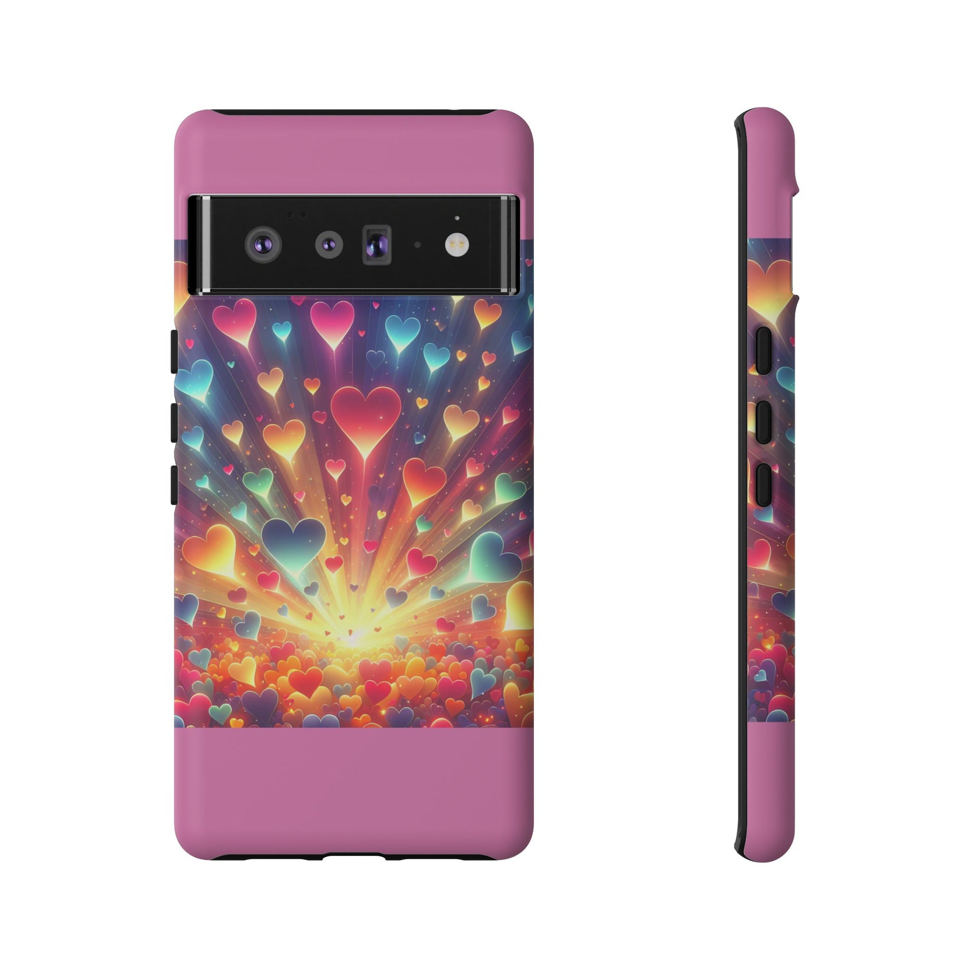 Colorful Love Phone Case, Heart Design, Cute Gift, Smartphone Accessory, Valentine's Day, Birthday Present, Colorful Hearts