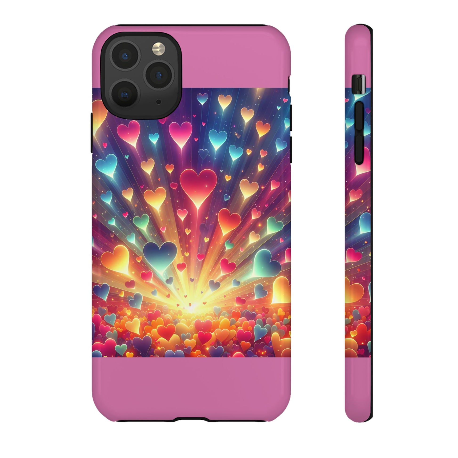 Colorful Love Phone Case, Heart Design, Cute Gift, Smartphone Accessory, Valentine's Day, Birthday Present, Colorful Hearts