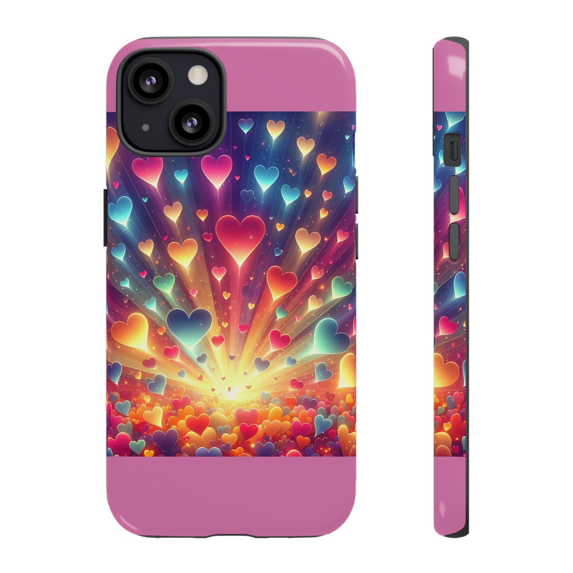 Colorful Love Phone Case, Heart Design, Cute Gift, Smartphone Accessory, Valentine's Day, Birthday Present, Colorful Hearts