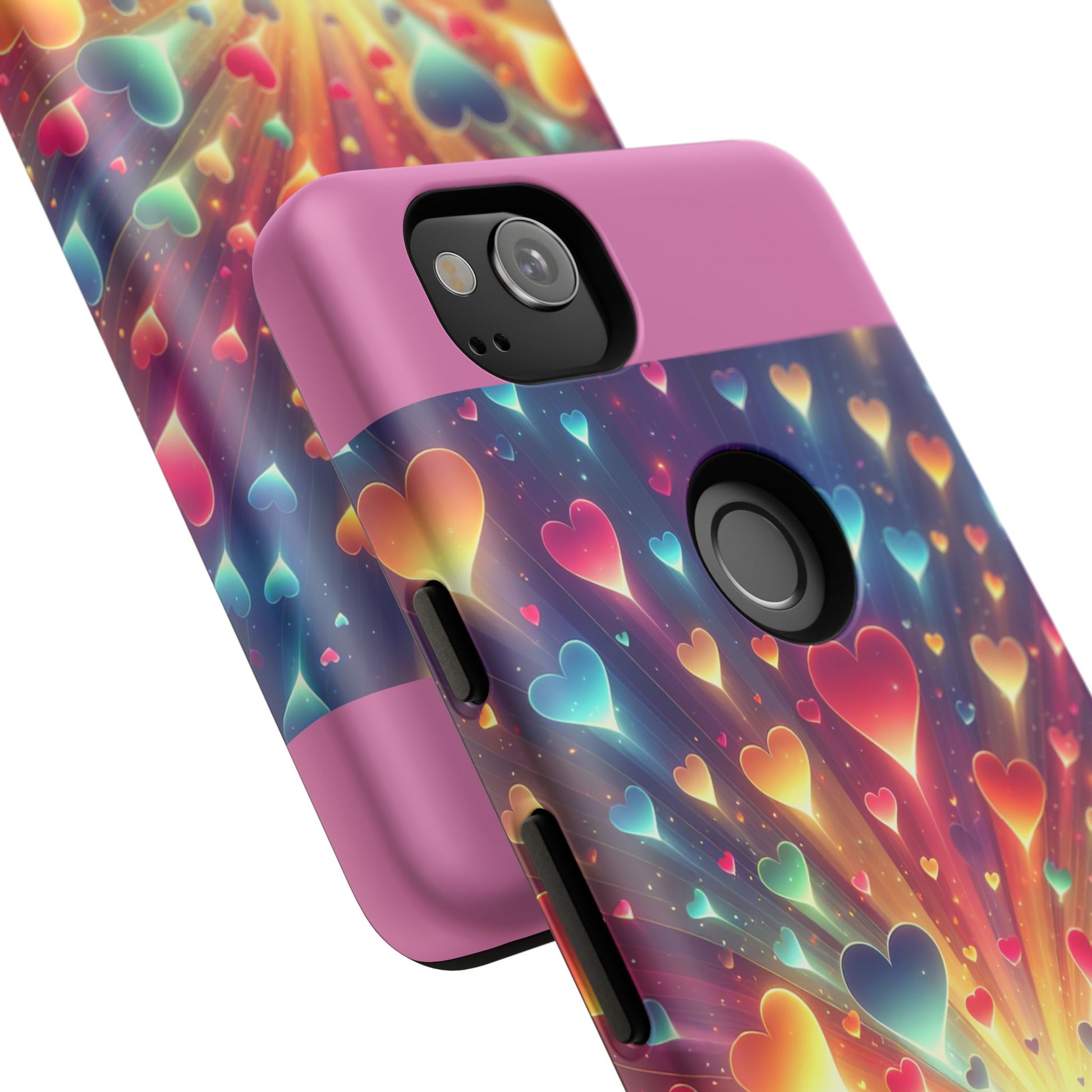 Colorful Love Phone Case, Heart Design, Cute Gift, Smartphone Accessory, Valentine's Day, Birthday Present, Colorful Hearts