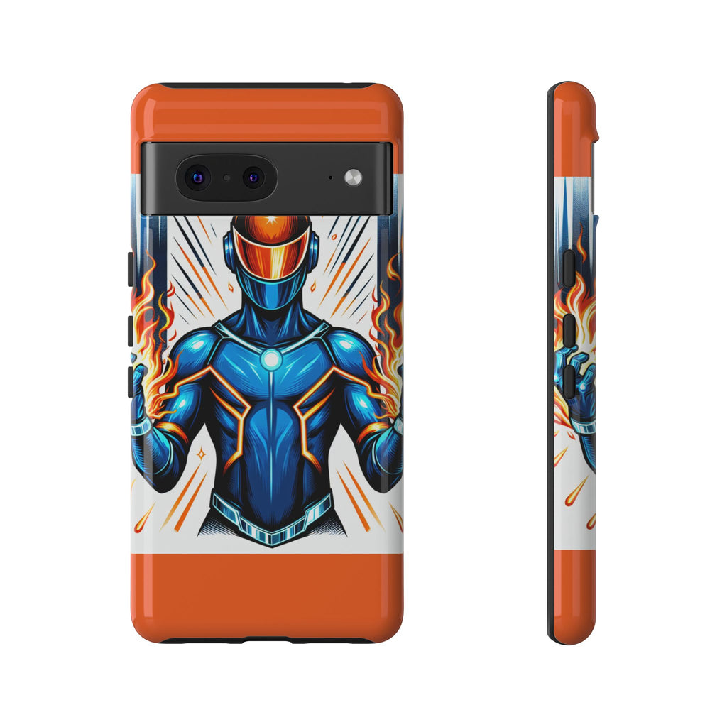Vibrant Phone Case Featuring Fire-Themed Superhero Design, Durable and Stylish Gift for Gamers, Comic Lovers, and Tech Enthusiasts