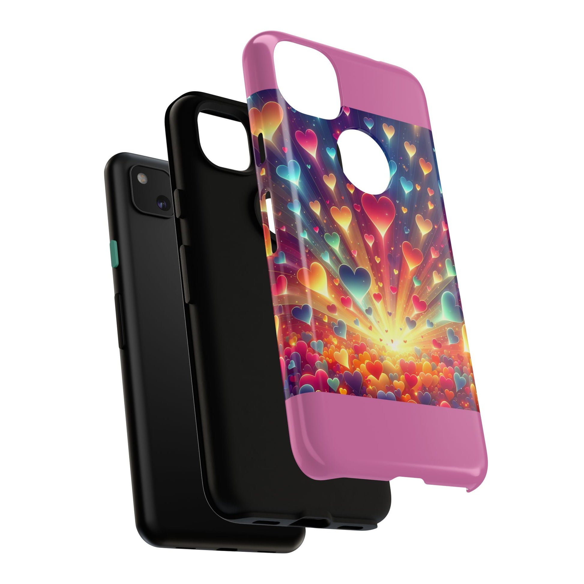 Colorful Love Phone Case, Heart Design, Cute Gift, Smartphone Accessory, Valentine's Day, Birthday Present, Colorful Hearts