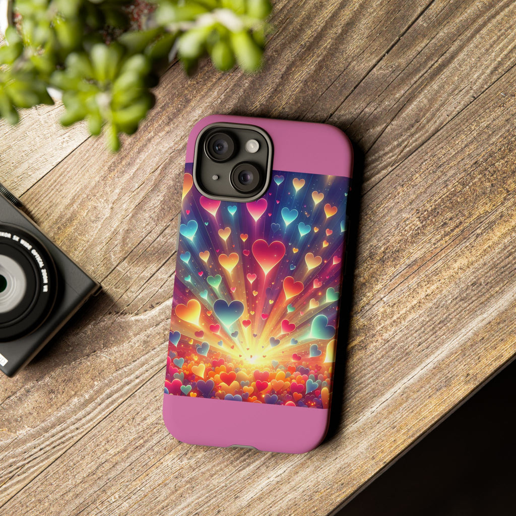Colorful Love Phone Case, Heart Design, Cute Gift, Smartphone Accessory, Valentine's Day, Birthday Present, Colorful Hearts