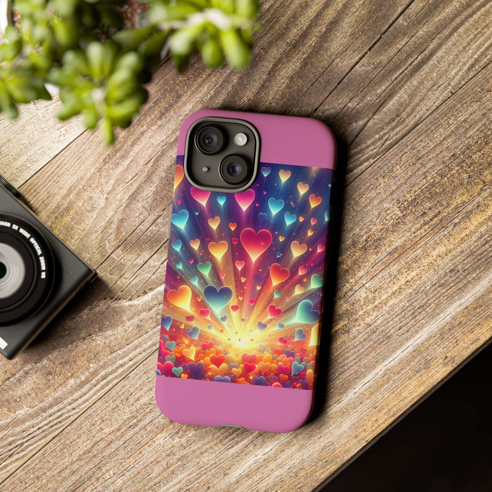Colorful Love Phone Case, Heart Design, Cute Gift, Smartphone Accessory, Valentine's Day, Birthday Present, Colorful Hearts