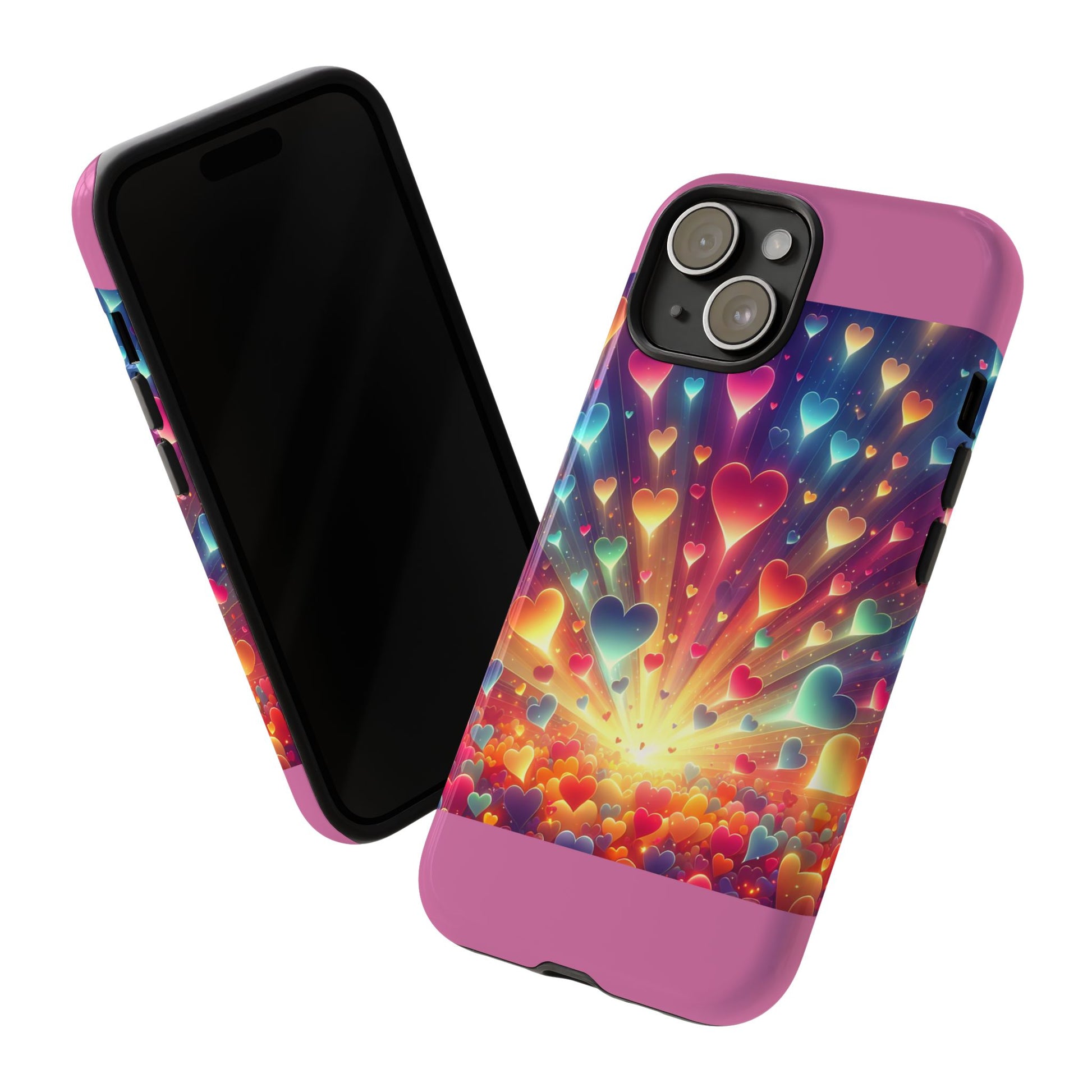 Colorful Love Phone Case, Heart Design, Cute Gift, Smartphone Accessory, Valentine's Day, Birthday Present, Colorful Hearts