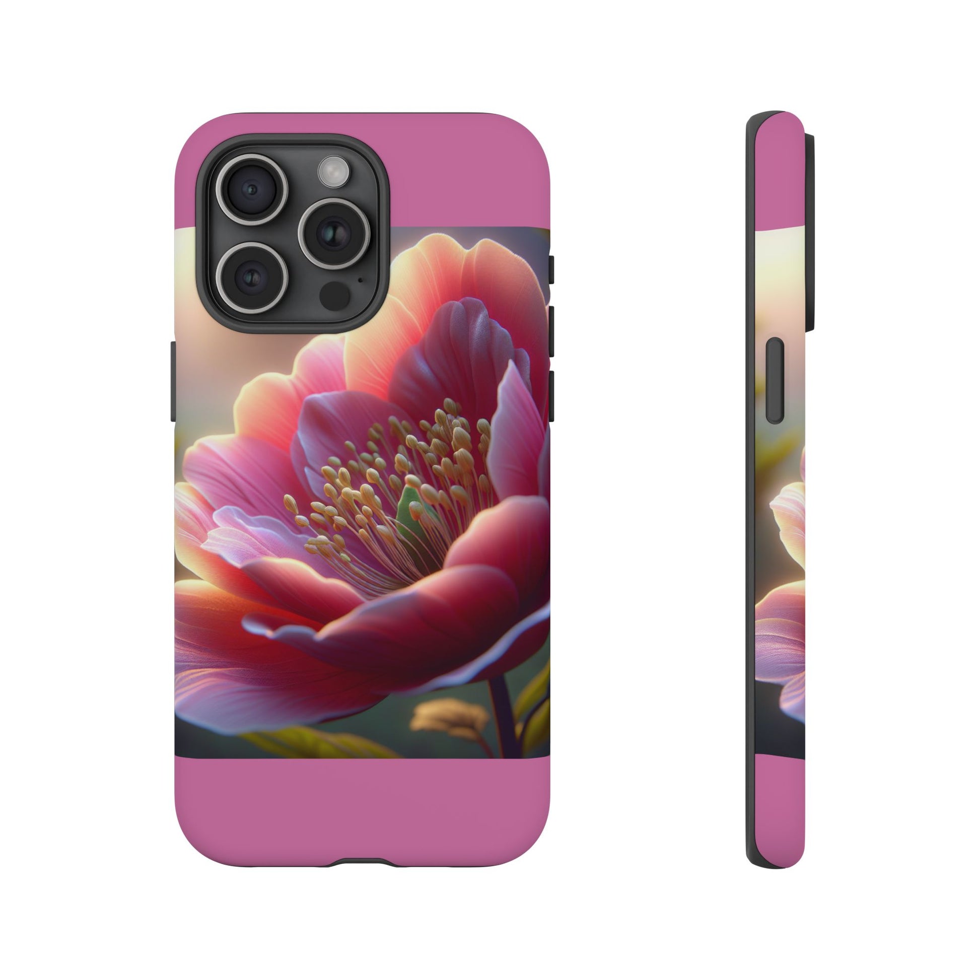Pink Floral Phone Case, Tough Cases, Floral Design, Phone Accessory Gift, Nature Inspired, Trendy Tech Case