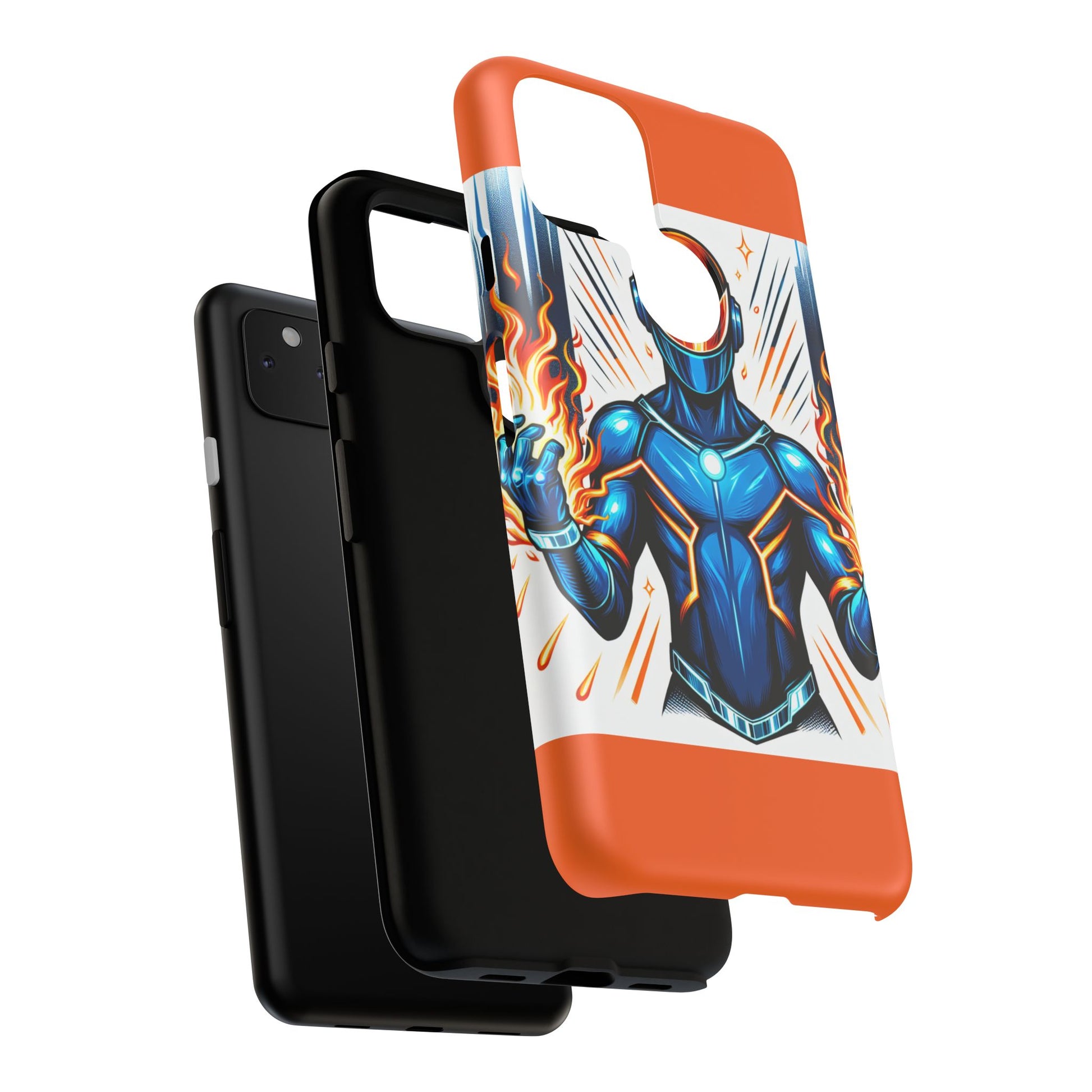Vibrant Phone Case Featuring Fire-Themed Superhero Design, Durable and Stylish Gift for Gamers, Comic Lovers, and Tech Enthusiasts