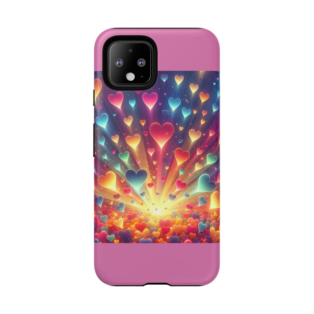 Colorful Love Phone Case, Heart Design, Cute Gift, Smartphone Accessory, Valentine's Day, Birthday Present, Colorful Hearts