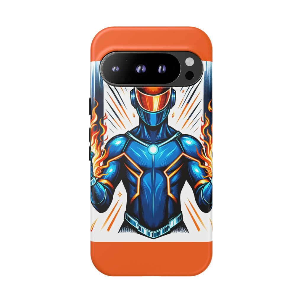 Vibrant Phone Case Featuring Fire-Themed Superhero Design, Durable and Stylish Gift for Gamers, Comic Lovers, and Tech Enthusiasts