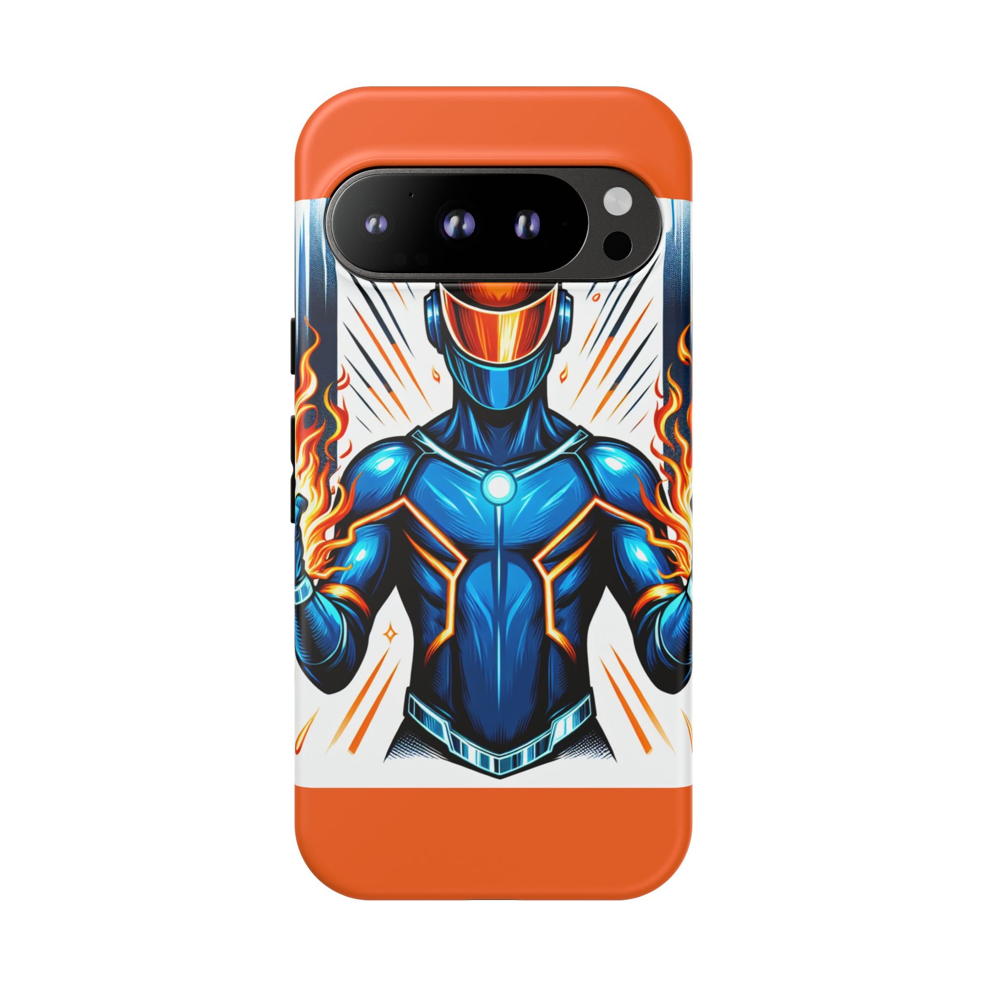 Vibrant Phone Case Featuring Fire-Themed Superhero Design, Durable and Stylish Gift for Gamers, Comic Lovers, and Tech Enthusiasts