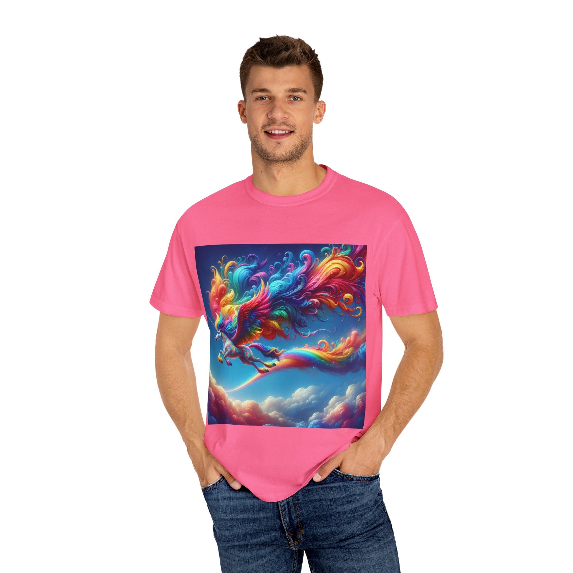 Colorful Unicorn Dream T-Shirt, Unisex Garment-Dyed Tee, Rainbow Fantasy Shirt, Magical Gift, Vibrant Art Apparel