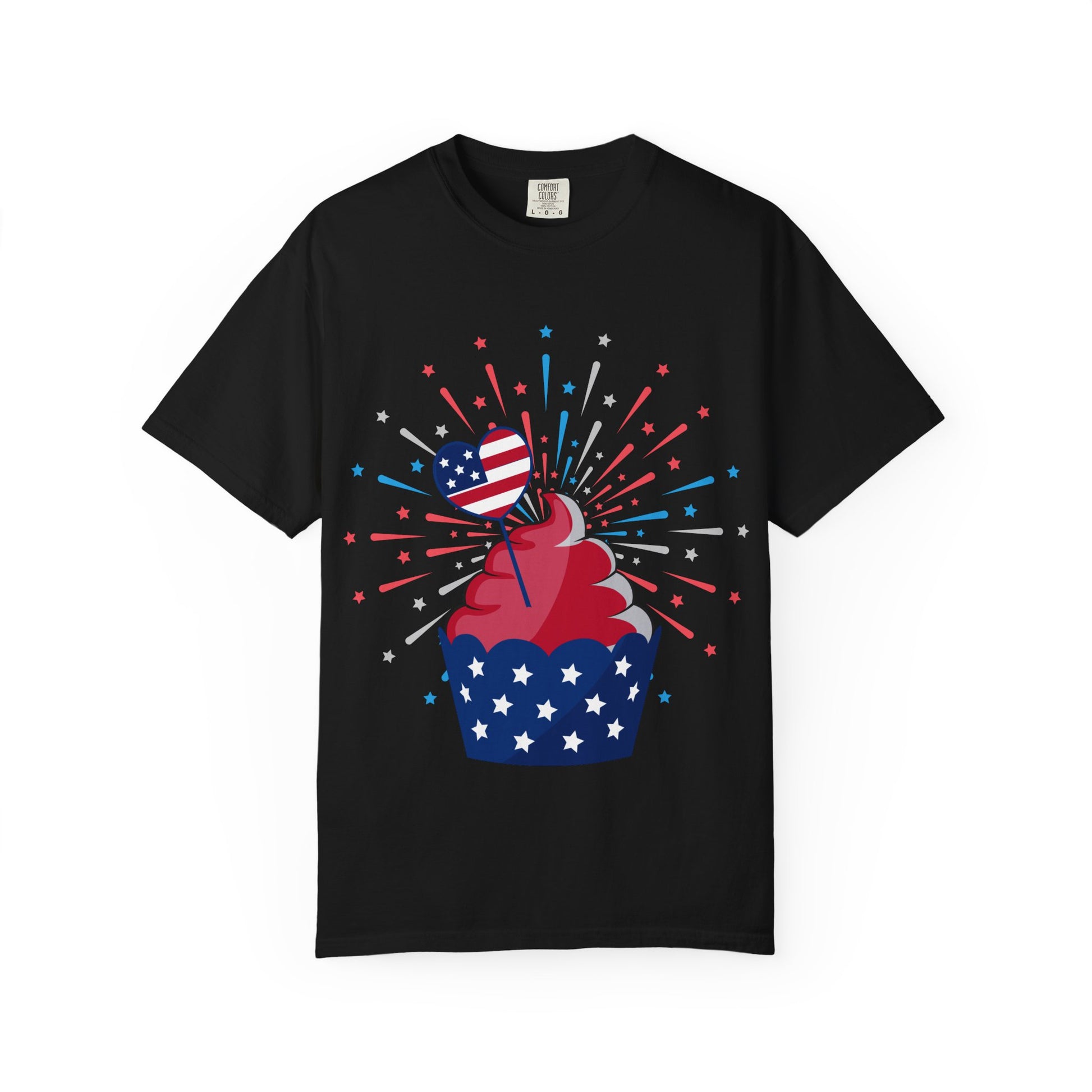 Patriotic Cupcake T-Shirt | Unisex Holiday Tee for Independence Day, 4th of July, Family Gatherings, BBQs, Summer Parties