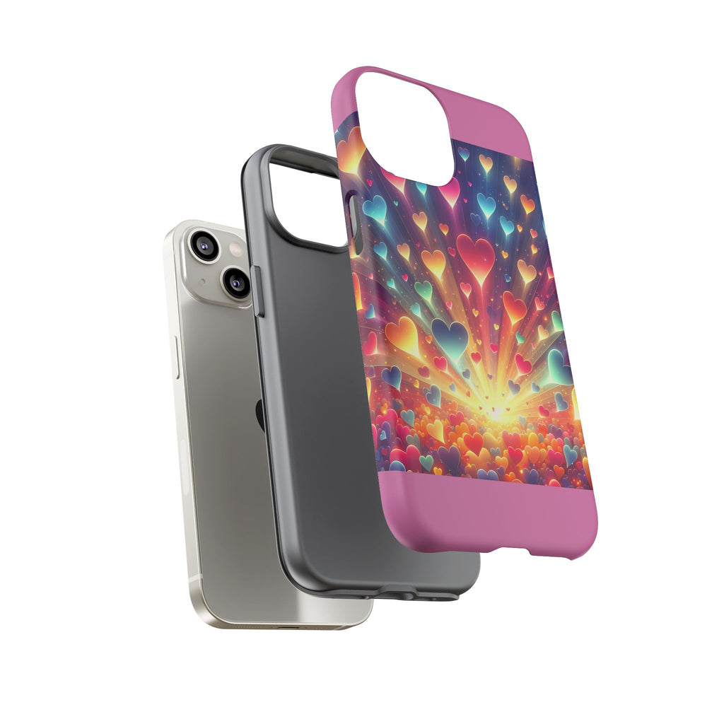 Colorful Love Phone Case, Heart Design, Cute Gift, Smartphone Accessory, Valentine's Day, Birthday Present, Colorful Hearts