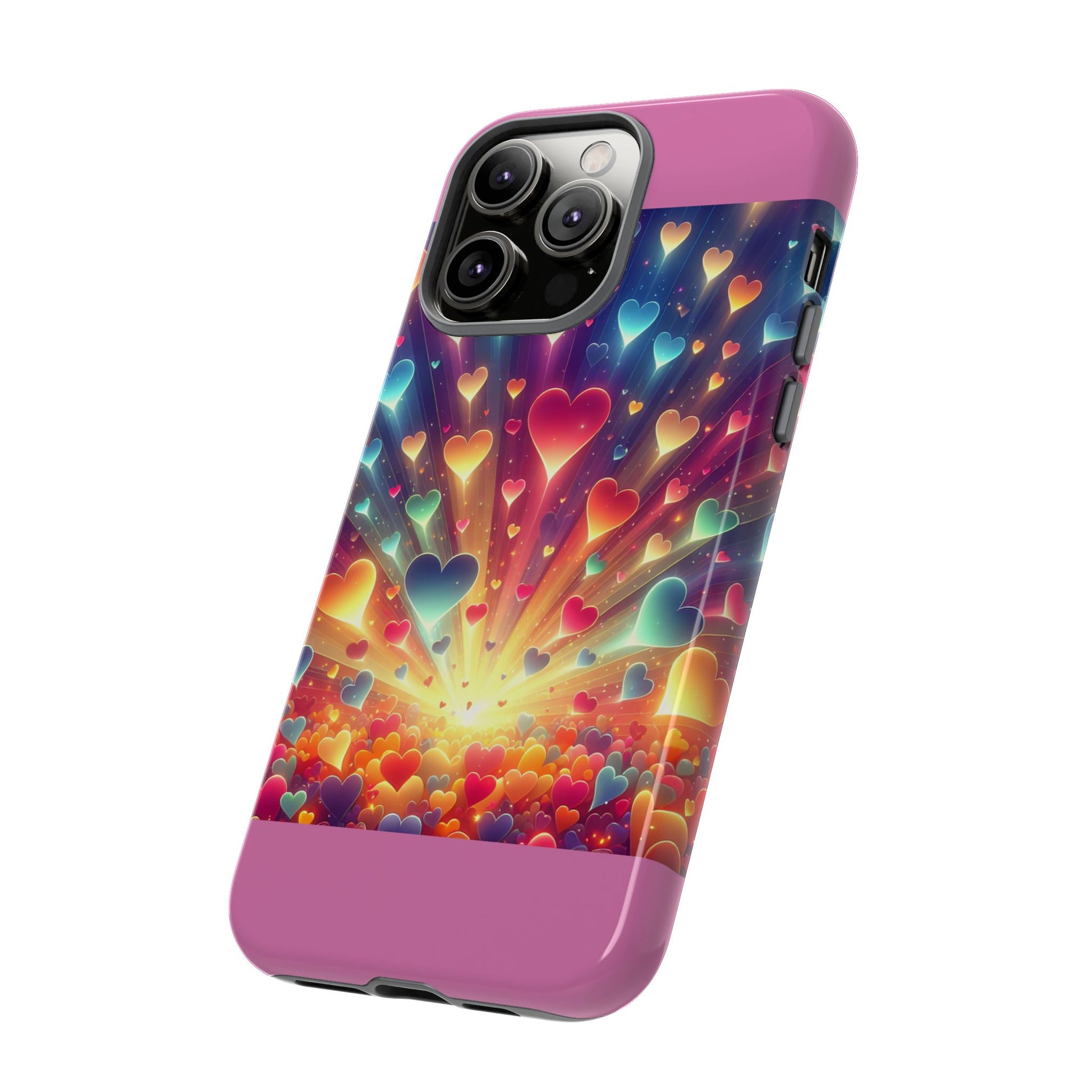 Colorful Love Phone Case, Heart Design, Cute Gift, Smartphone Accessory, Valentine's Day, Birthday Present, Colorful Hearts