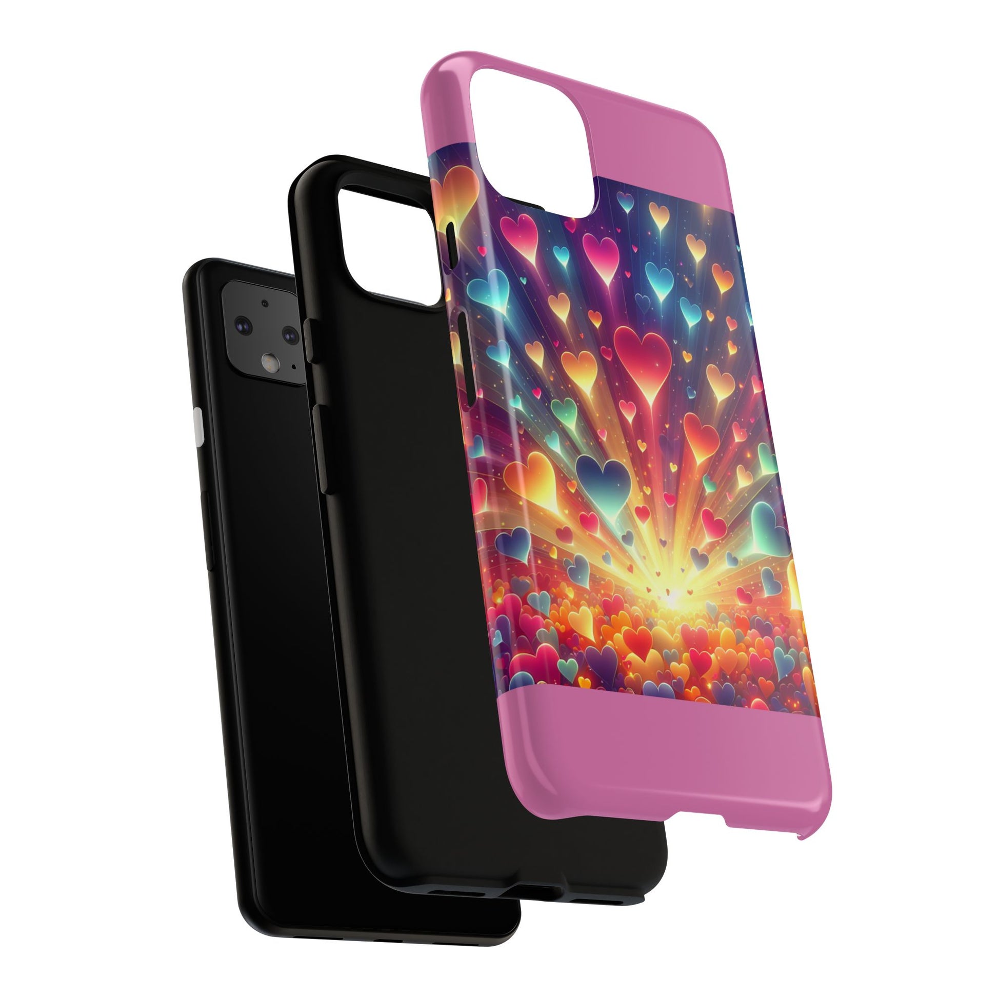 Colorful Love Phone Case, Heart Design, Cute Gift, Smartphone Accessory, Valentine's Day, Birthday Present, Colorful Hearts