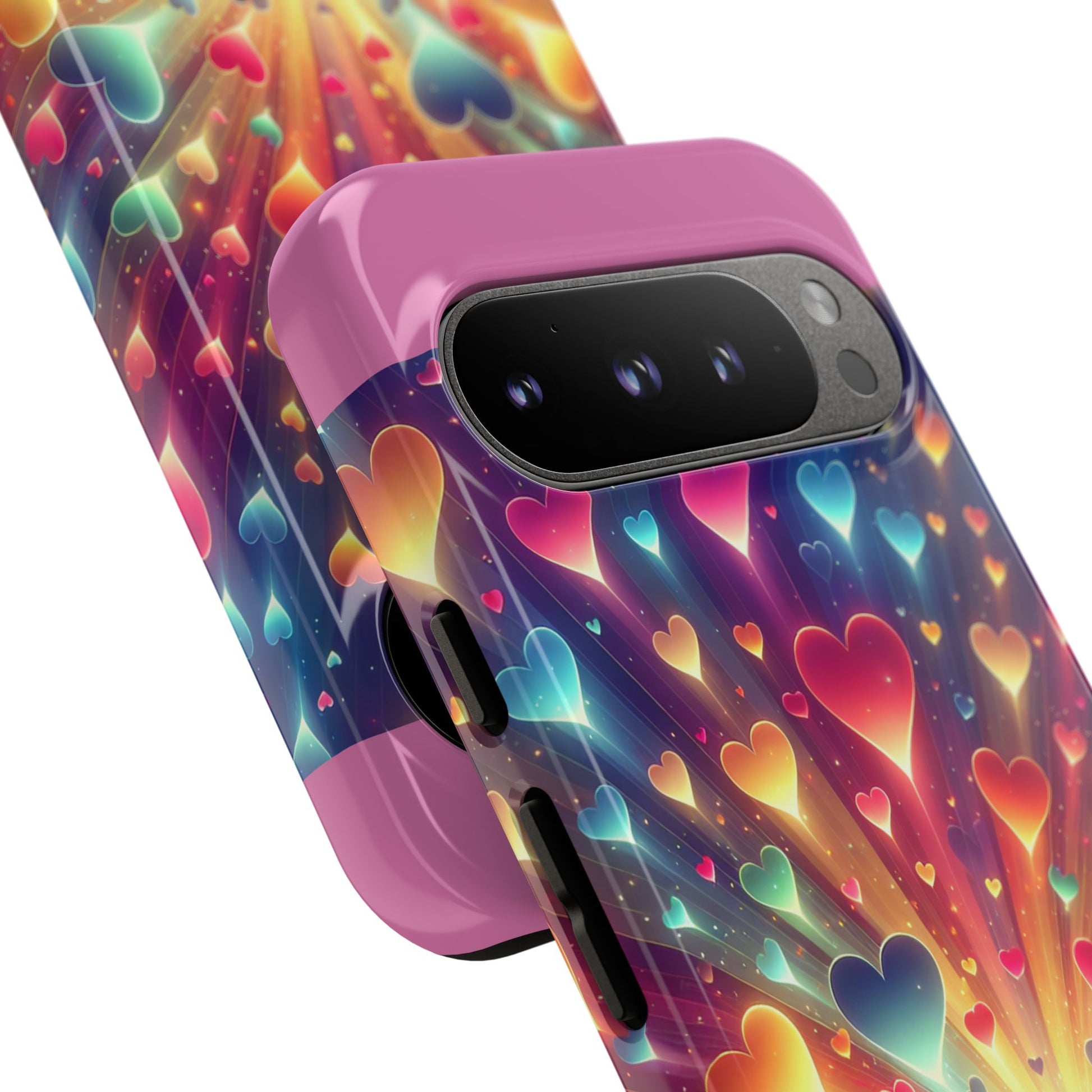 Colorful Love Phone Case, Heart Design, Cute Gift, Smartphone Accessory, Valentine's Day, Birthday Present, Colorful Hearts