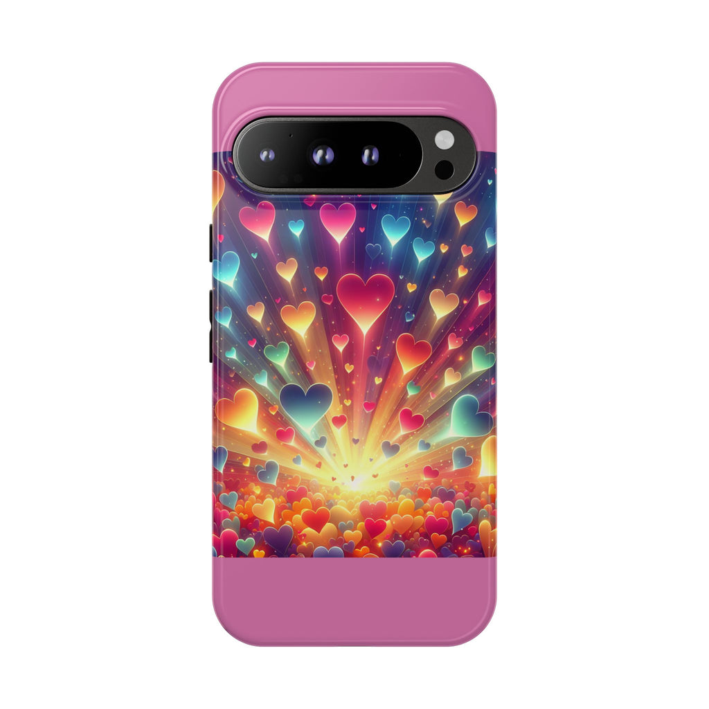Colorful Love Phone Case, Heart Design, Cute Gift, Smartphone Accessory, Valentine's Day, Birthday Present, Colorful Hearts
