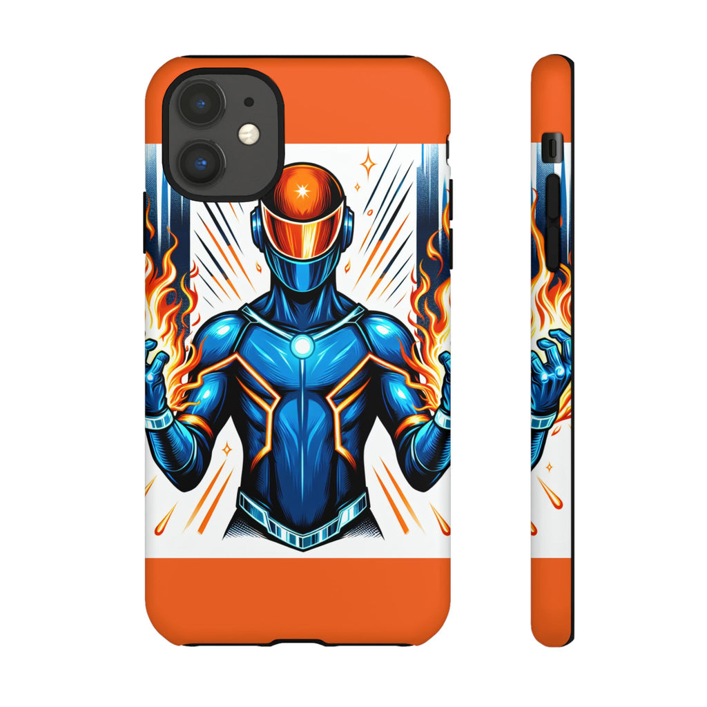 Vibrant Phone Case Featuring Fire-Themed Superhero Design, Durable and Stylish Gift for Gamers, Comic Lovers, and Tech Enthusiasts