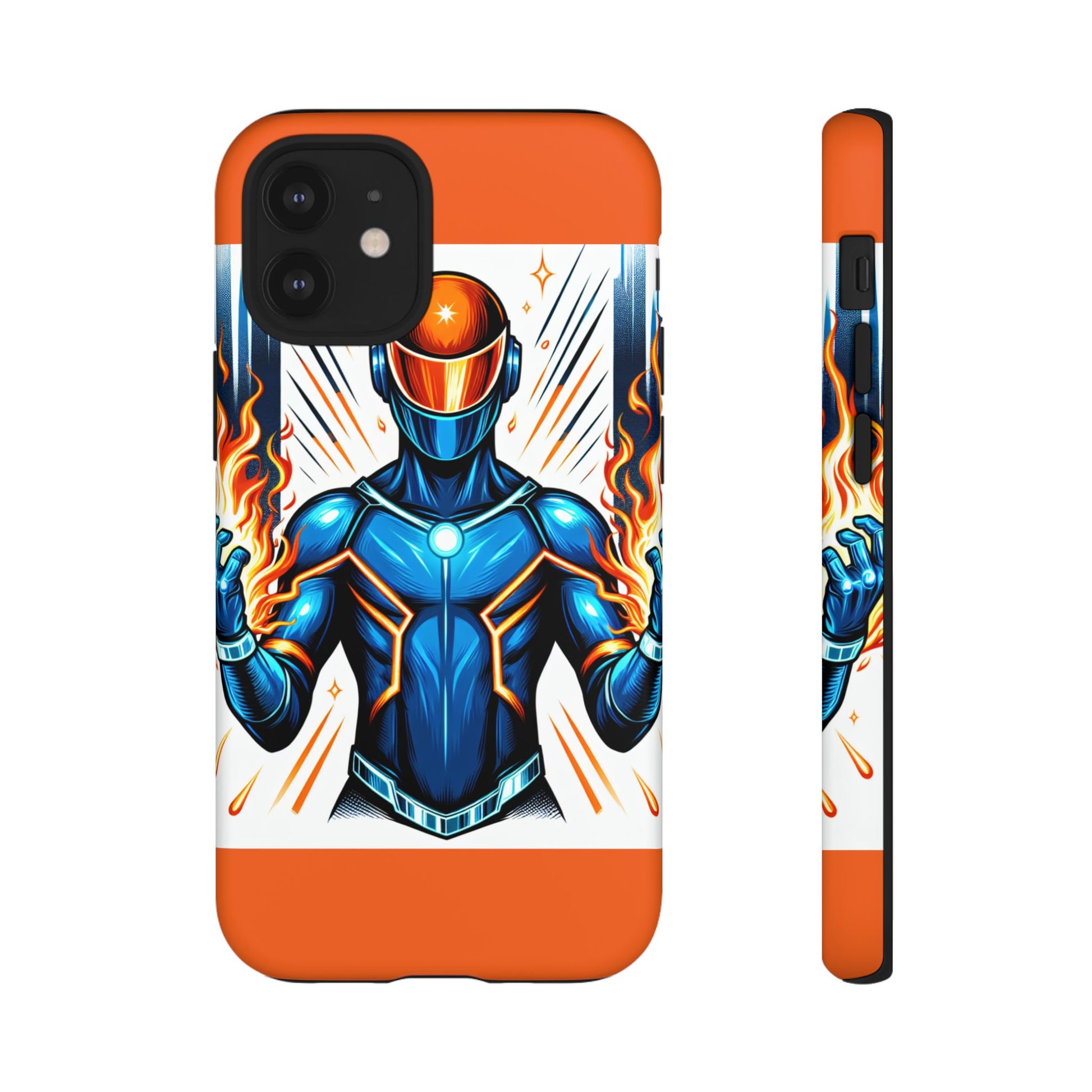 Vibrant Phone Case Featuring Fire-Themed Superhero Design, Durable and Stylish Gift for Gamers, Comic Lovers, and Tech Enthusiasts
