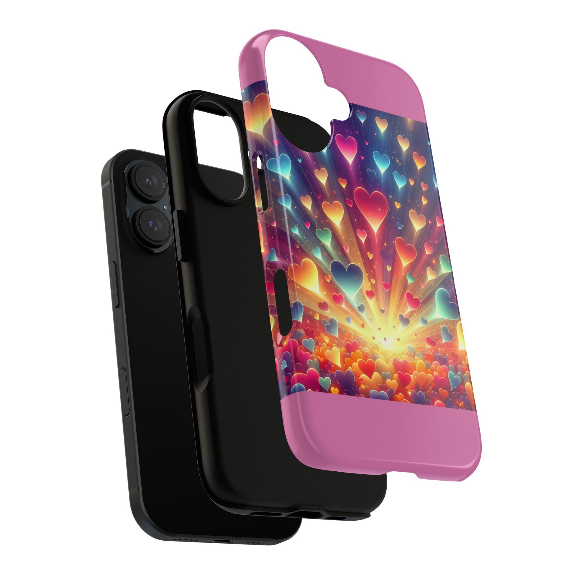 Colorful Love Phone Case, Heart Design, Cute Gift, Smartphone Accessory, Valentine's Day, Birthday Present, Colorful Hearts
