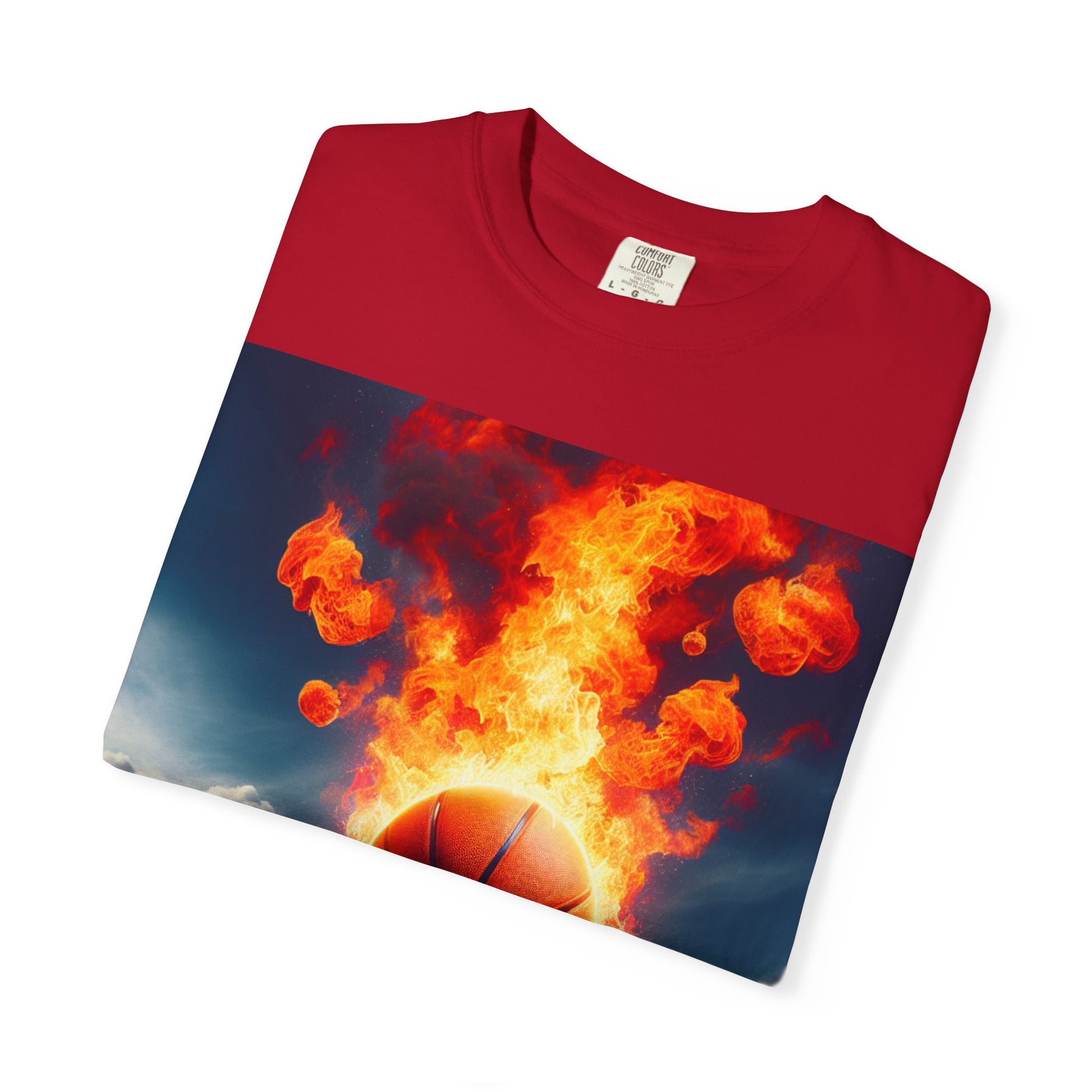 Basketball Flame Tee, Casual Wear, Sports Fan Shirt, Gift for Athletes, Unisex Graphic T-shirt, Basketball Enthusiast Apparel
