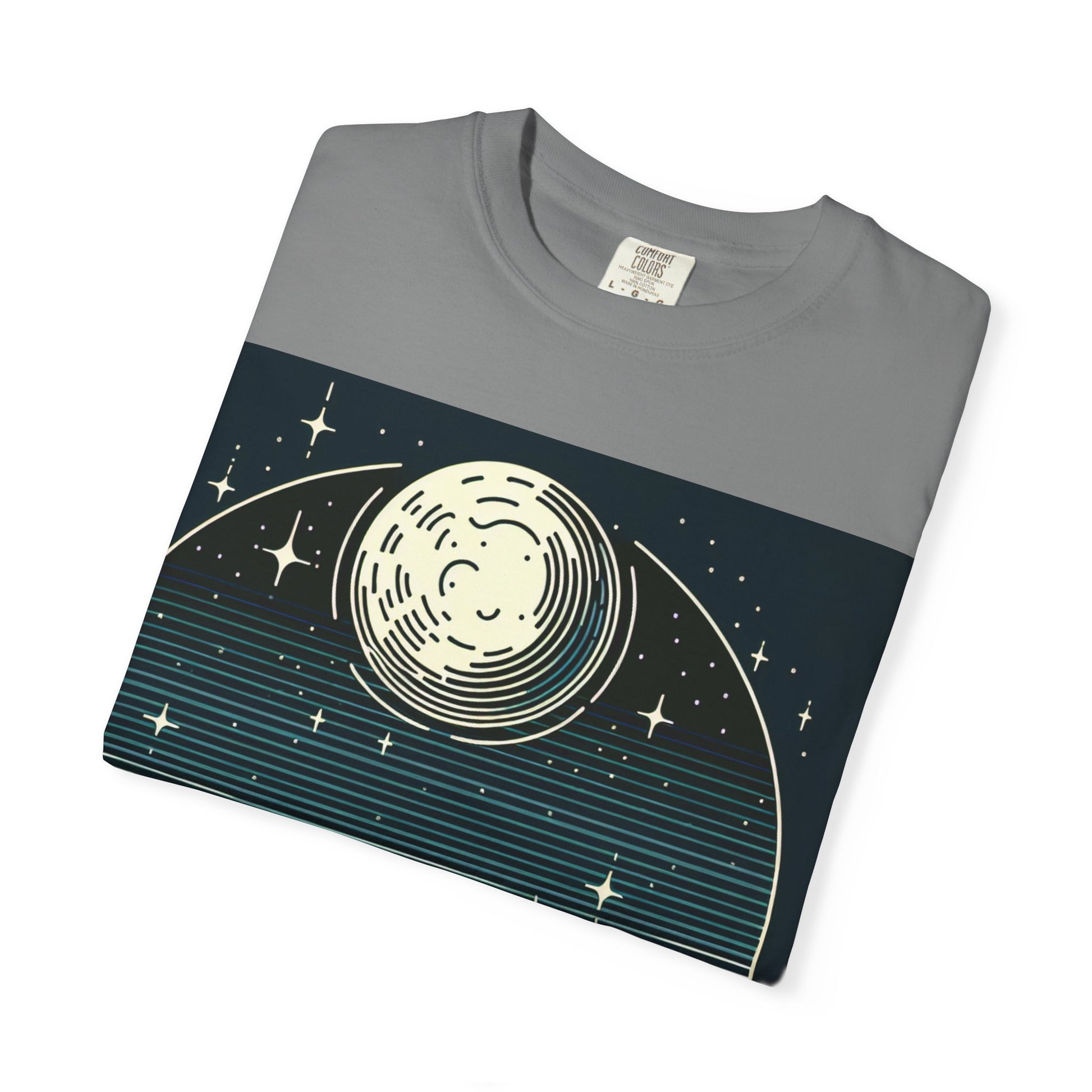 Moonlit Landscape T-Shirt, Nature Tee, Unisex Graphic Shirt, Outdoor Adventure Clothing, Gift for Hikers, Starry Night Apparel